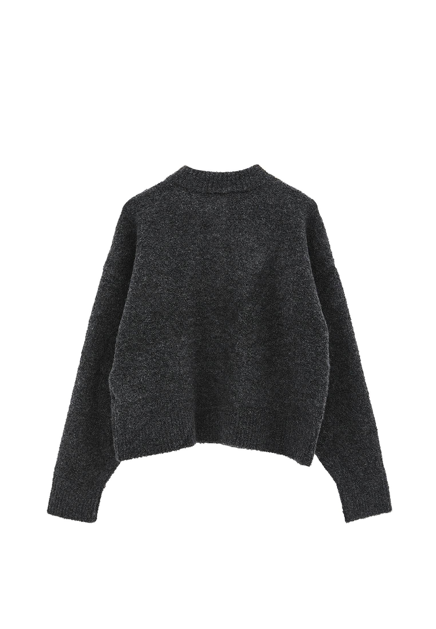 Soft Long Sleeved Cardigan - ANTHRA MELANGE