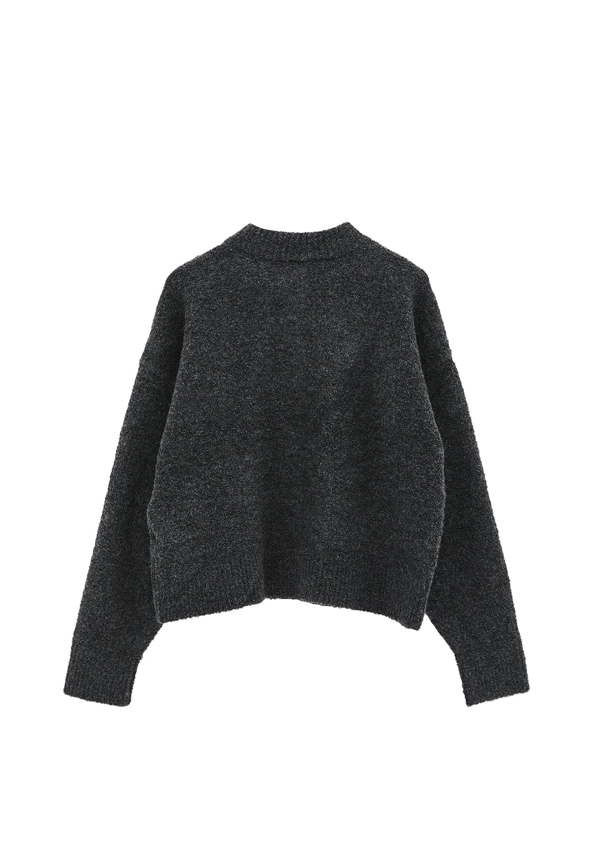 Button Detailed Short Cardigan - ANTHRA MELANGE