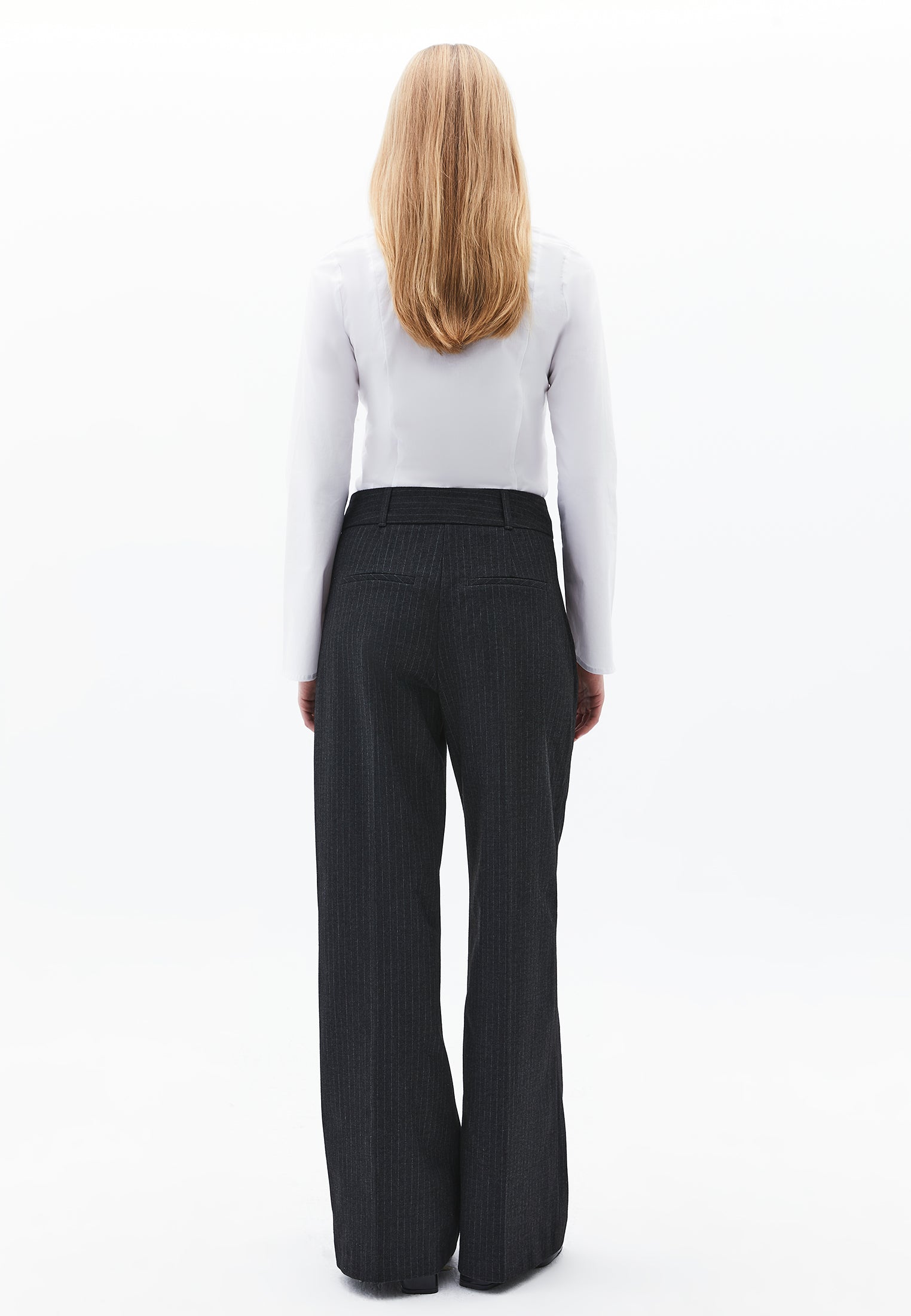 Pleated Wide Leg Pants - ANTHRA STRIPE
