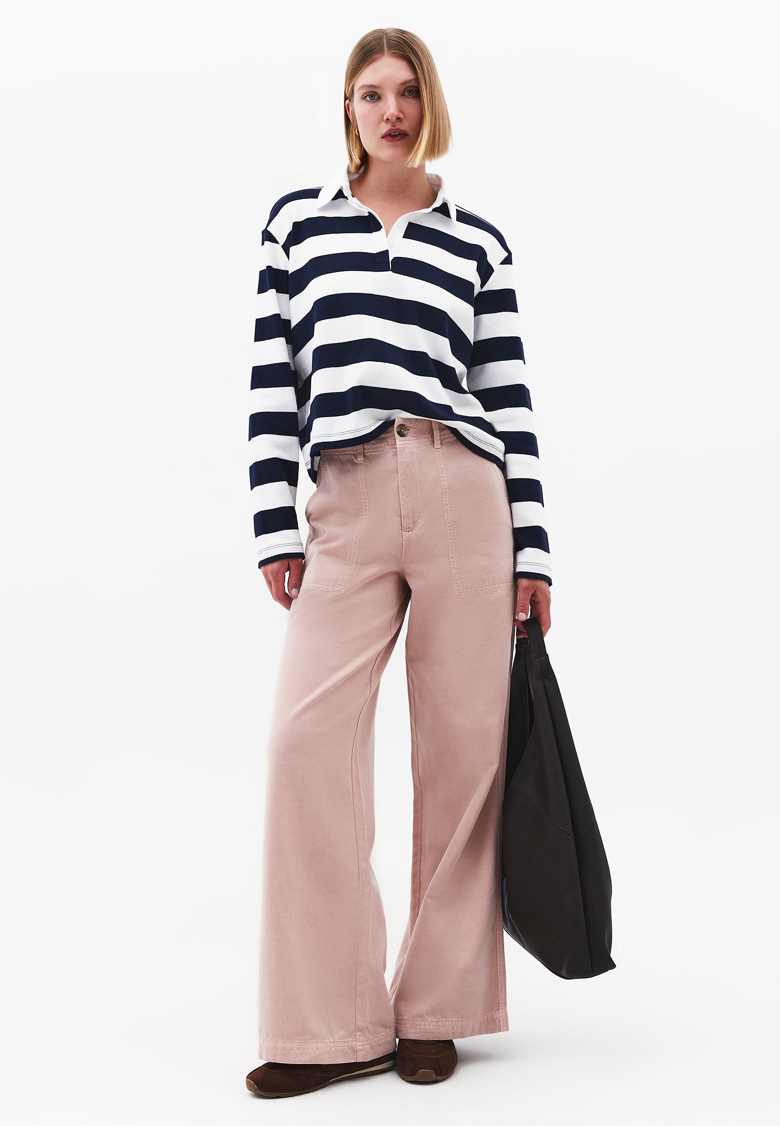 Wide Leg High Waist Pants - ANTIK ADOBE ROSE