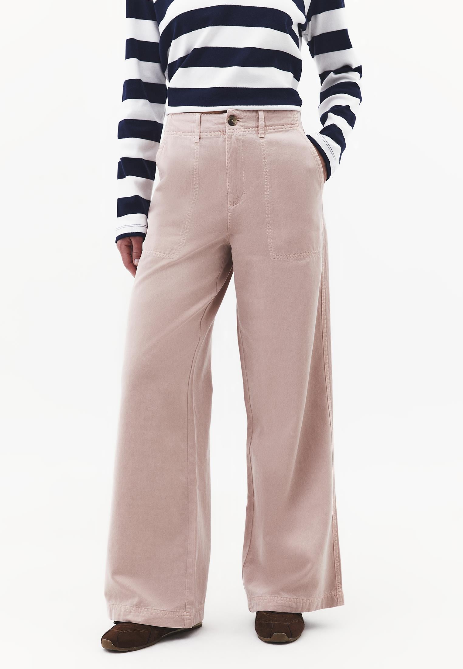 Wide Leg High Waist Pants - ANTIK ADOBE ROSE