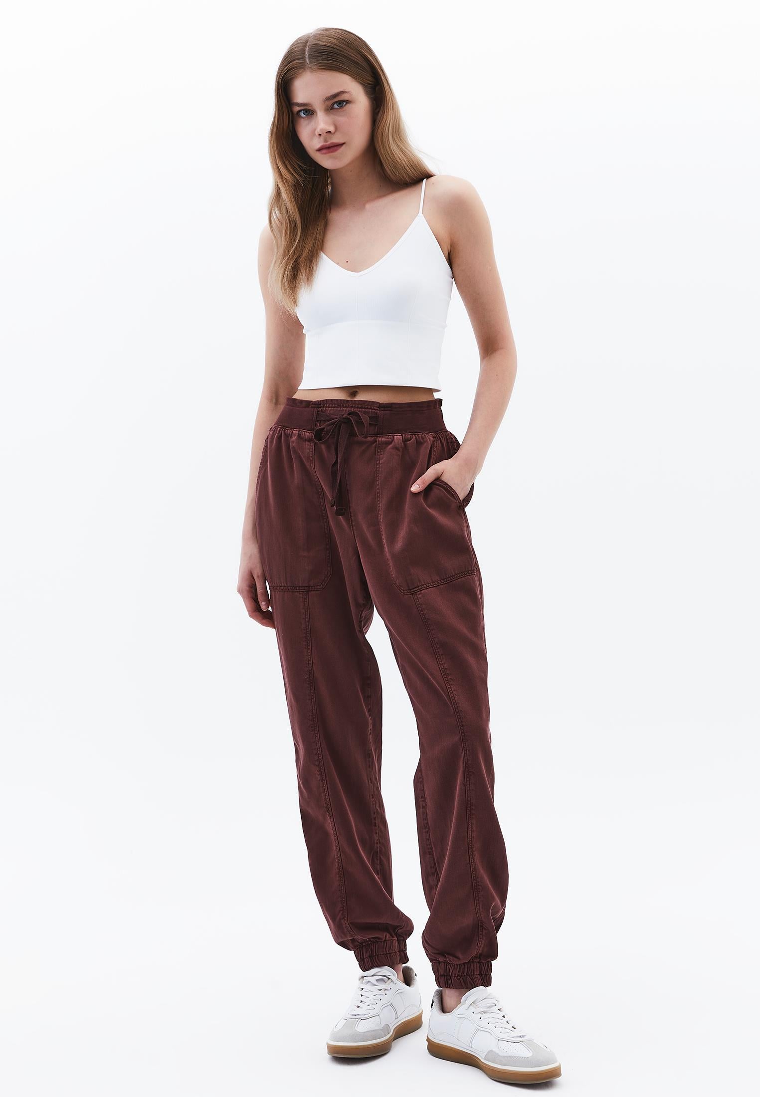 Jogger Regular Waist Pants - ANTIK BITTER CHOCOLATE