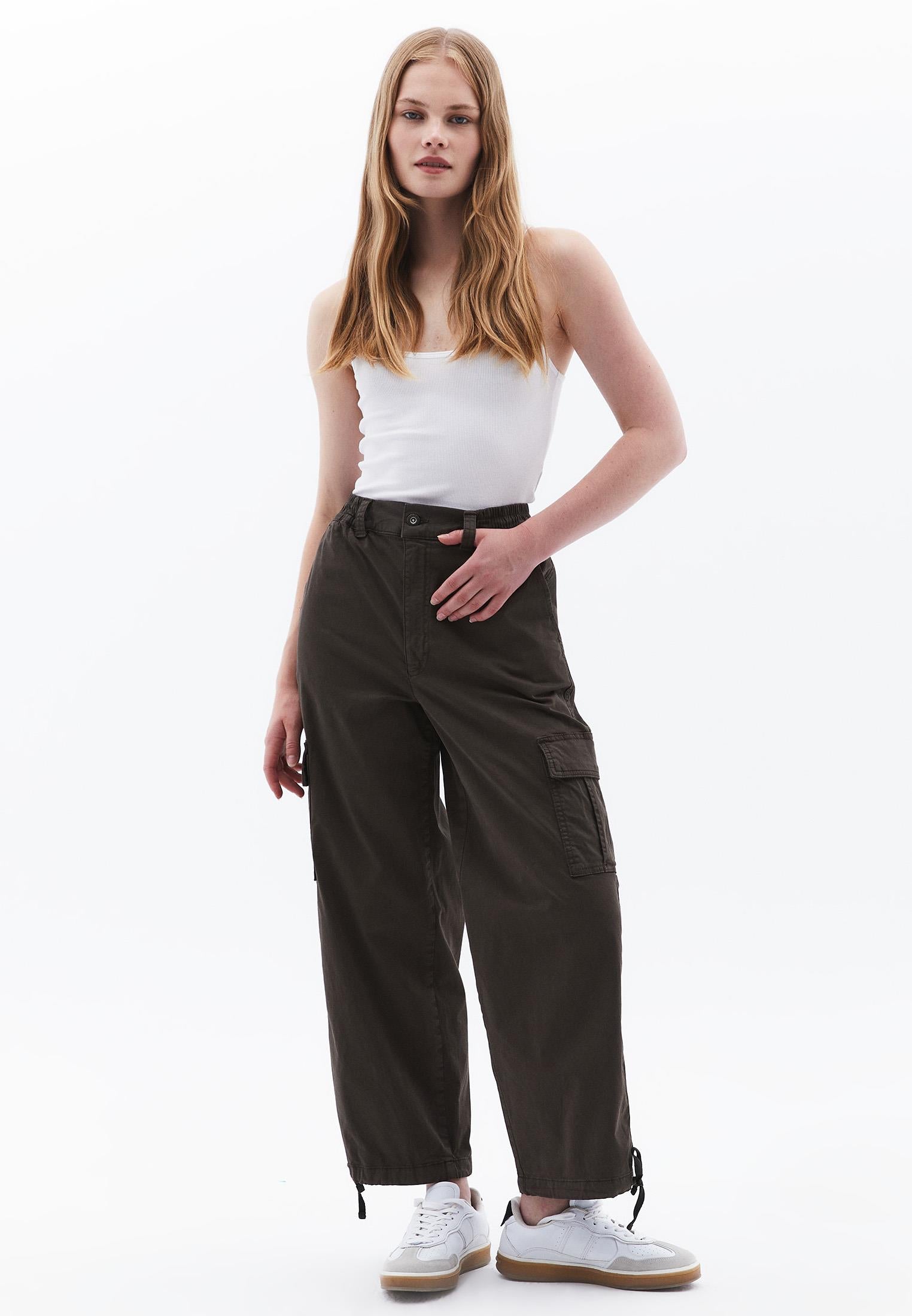 Jogger Hem High Waist Pants - ANTIK BLACK OLIVE
