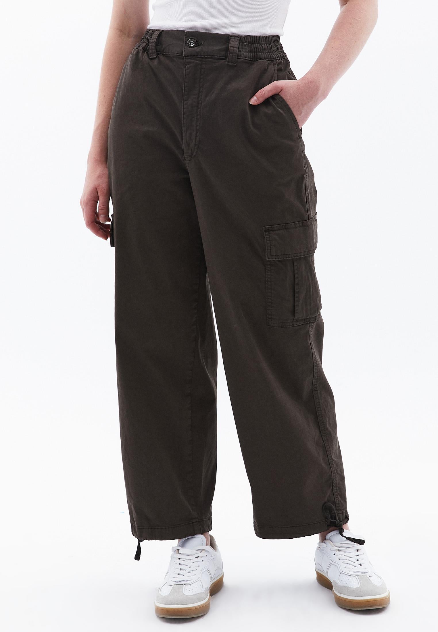 Jogger Hem High Waist Pants - ANTIK BLACK OLIVE