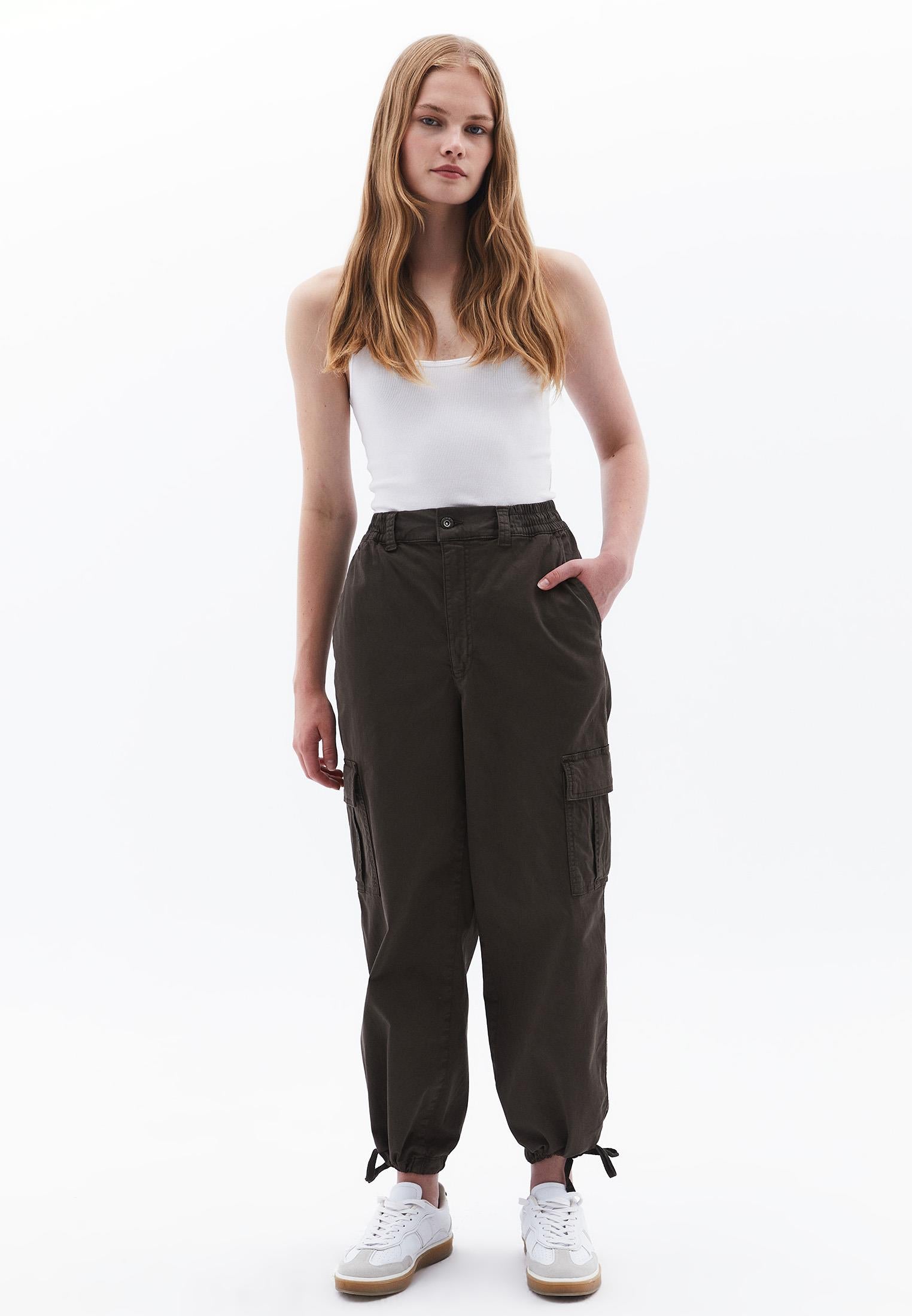 Jogger Hem High Waist Pants - ANTIK BLACK OLIVE