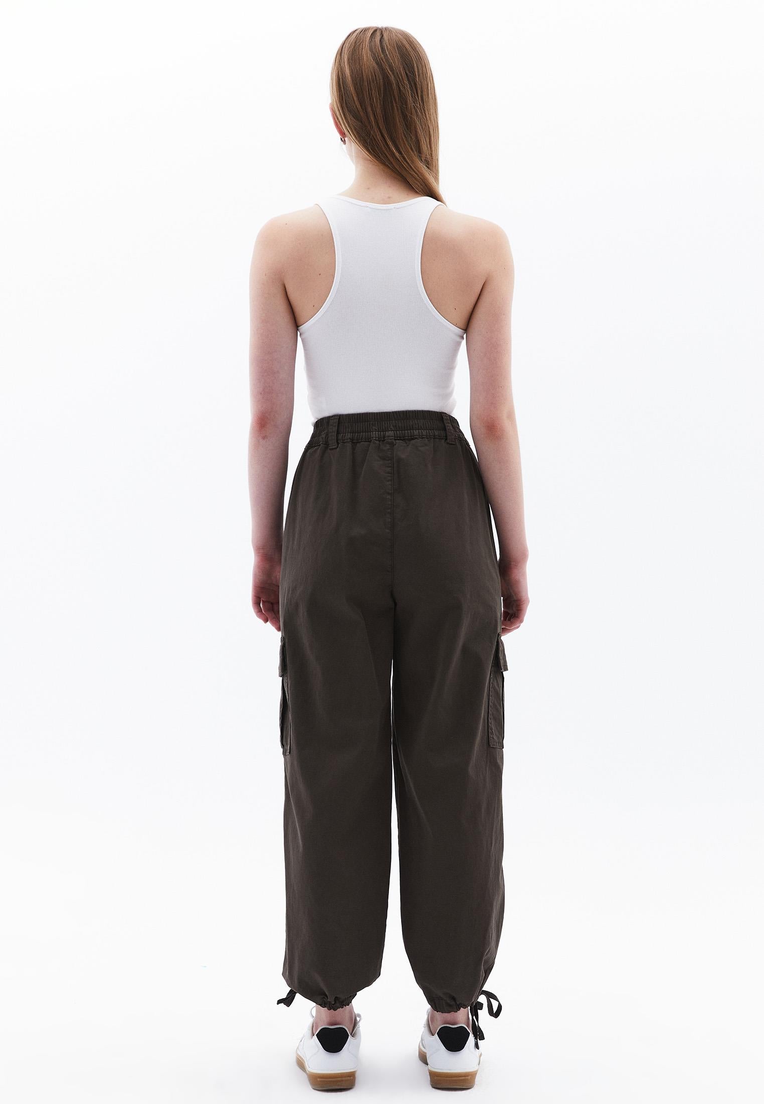 Jogger Hem High Waist Pants - ANTIK BLACK OLIVE
