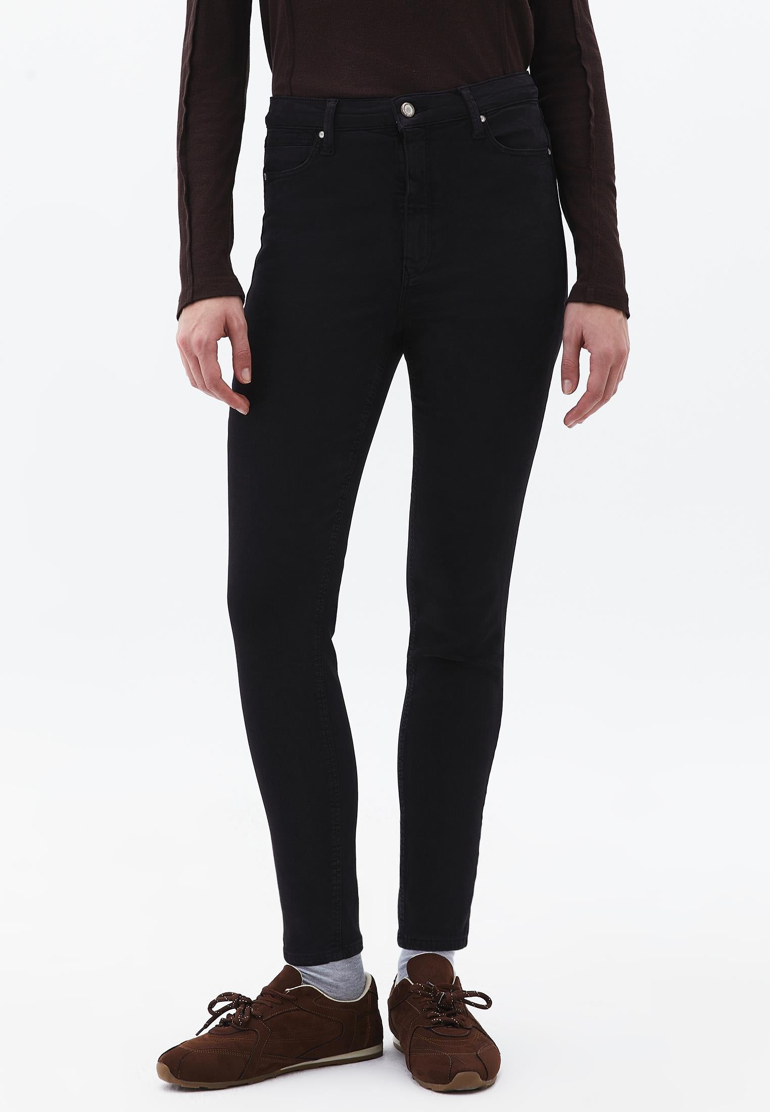 Button Detailed High Waist Cropped Pants - ANTIK BLACK