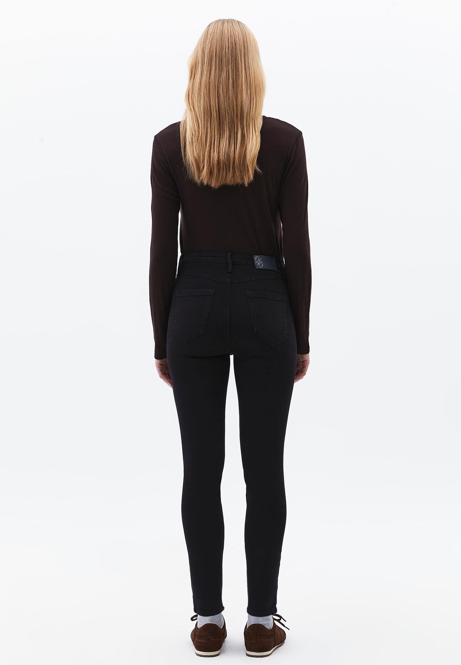 Button Detailed High Waist Cropped Pants - ANTIK BLACK