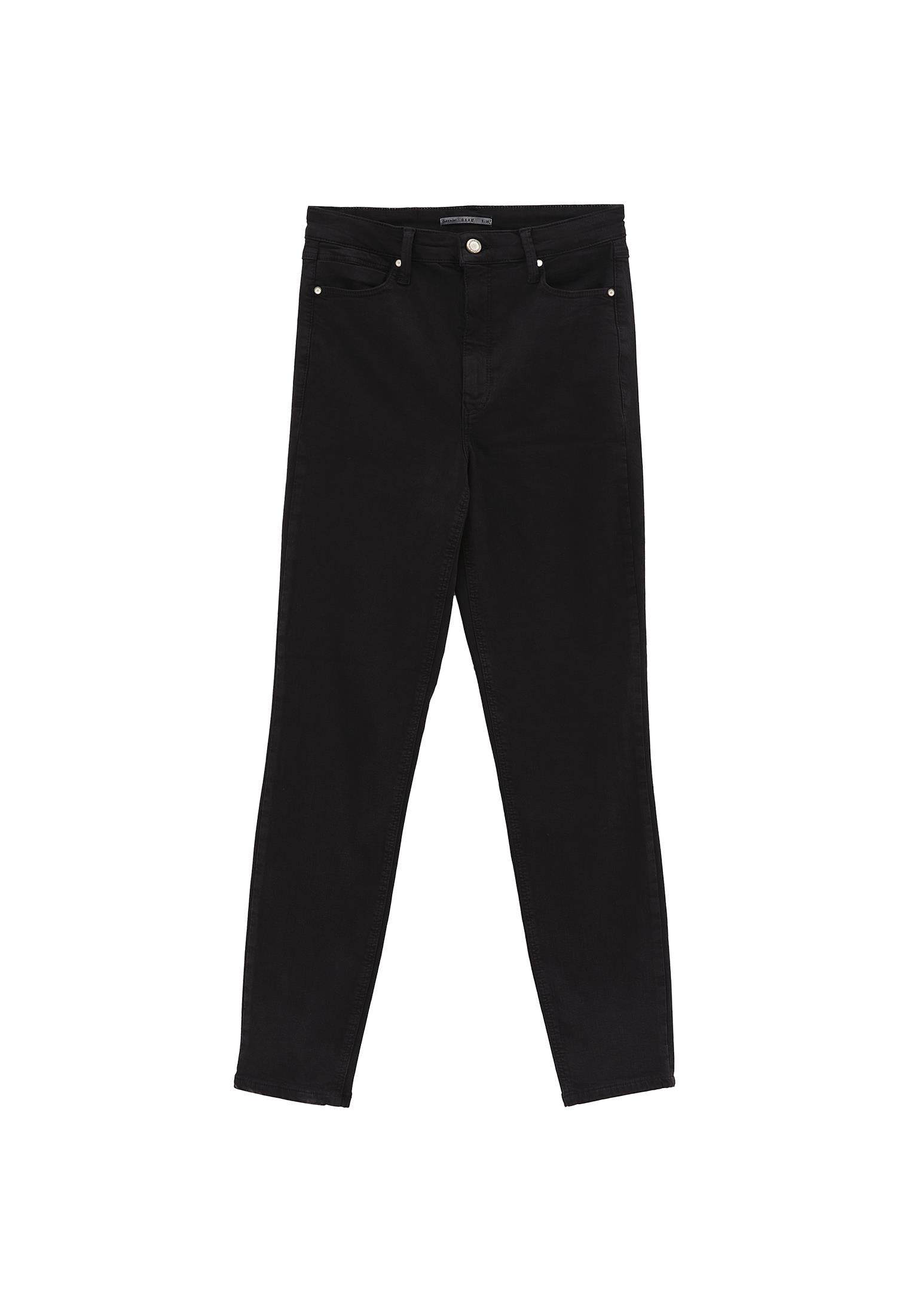 Button Detailed High Waist Cropped Pants - ANTIK BLACK