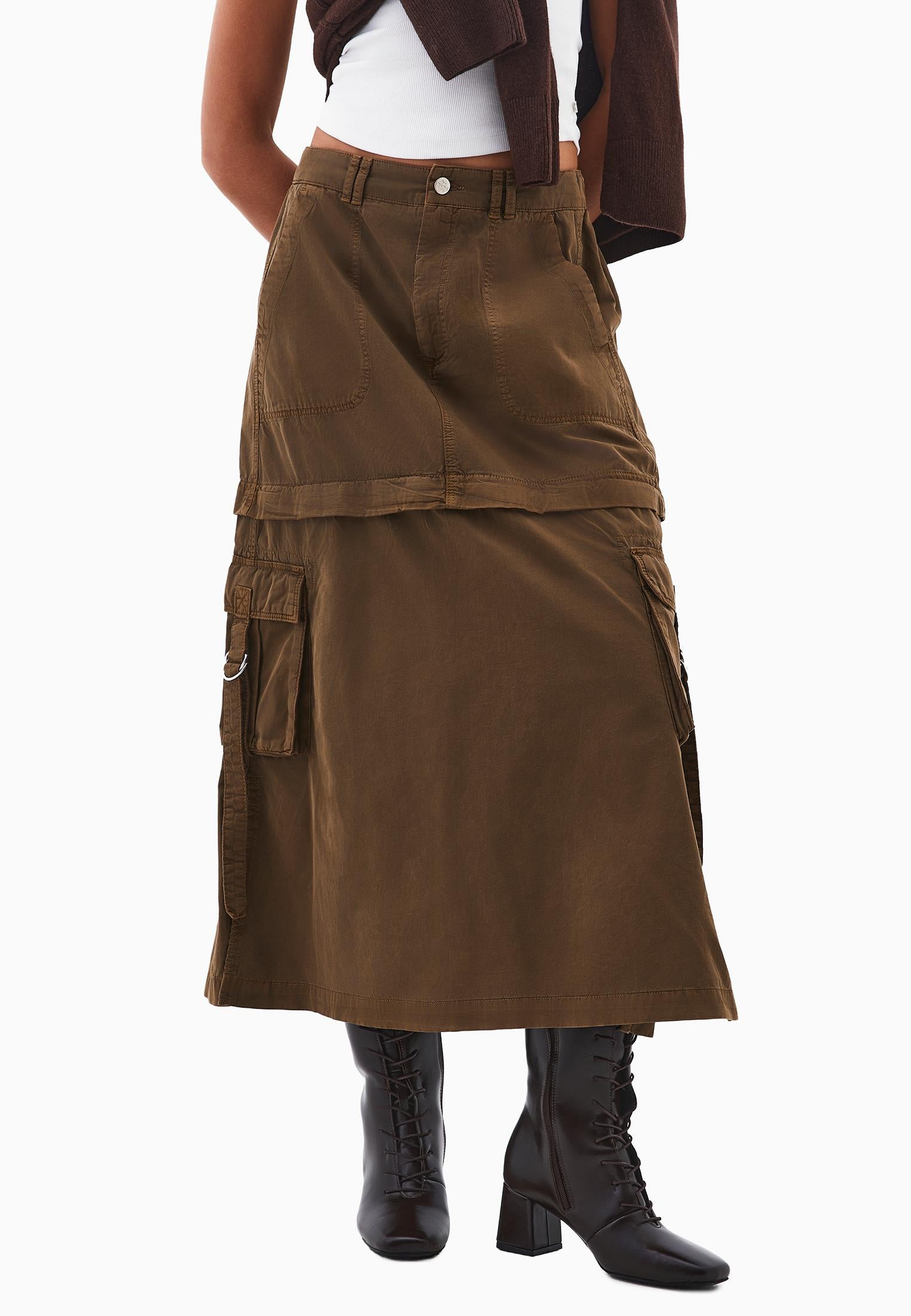 Bouclé Pocket Detailed A-Line Long Skirt - ANTIK CARAFE