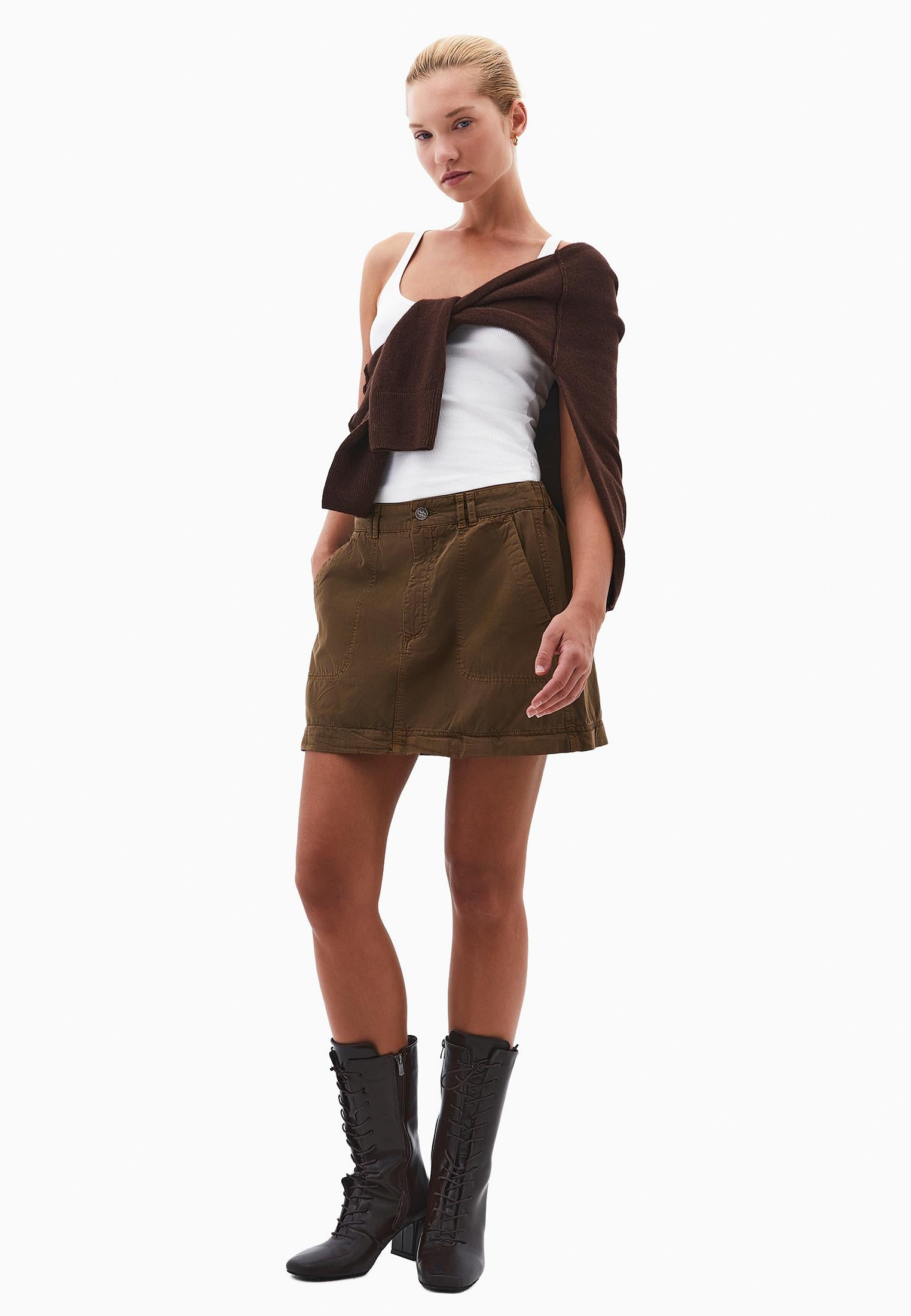 Bouclé Pocket Detailed A-Line Long Skirt - ANTIK CARAFE