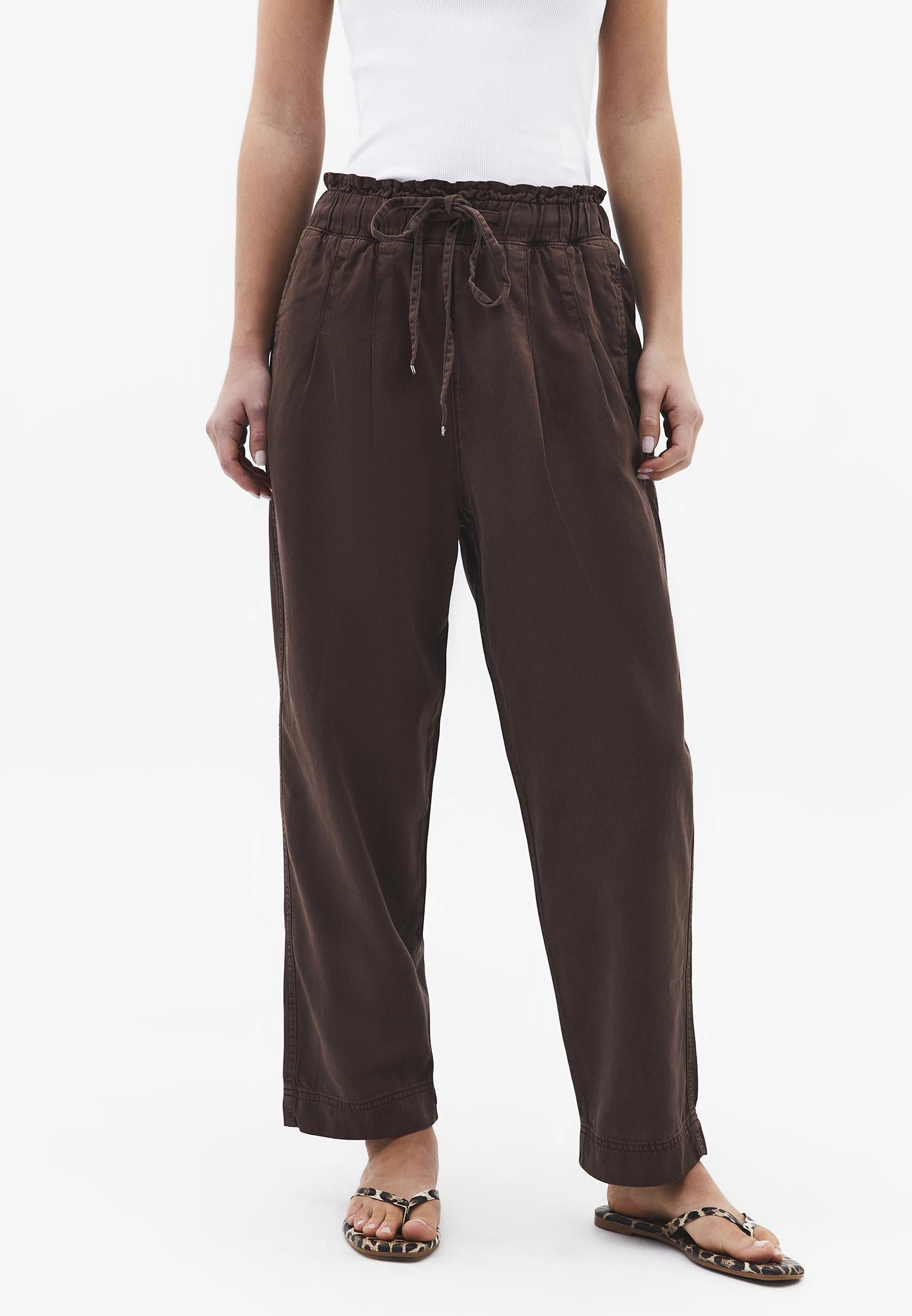 Pleated Tencel Baggy Pants - ANTIK CHICORY COFFEE