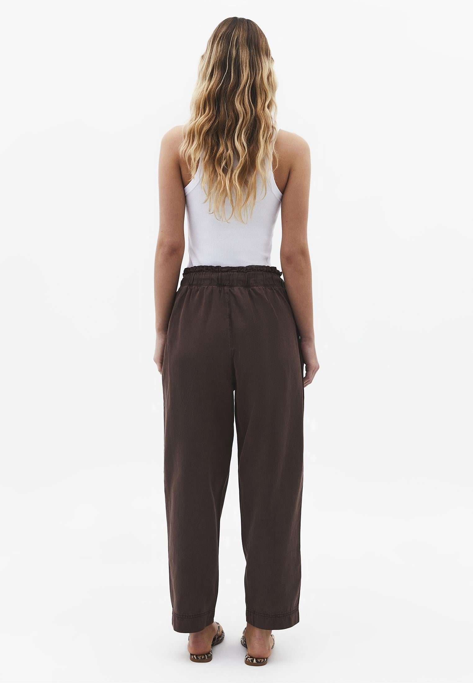 Pleated Tencel Baggy Pants - ANTIK CHICORY COFFEE
