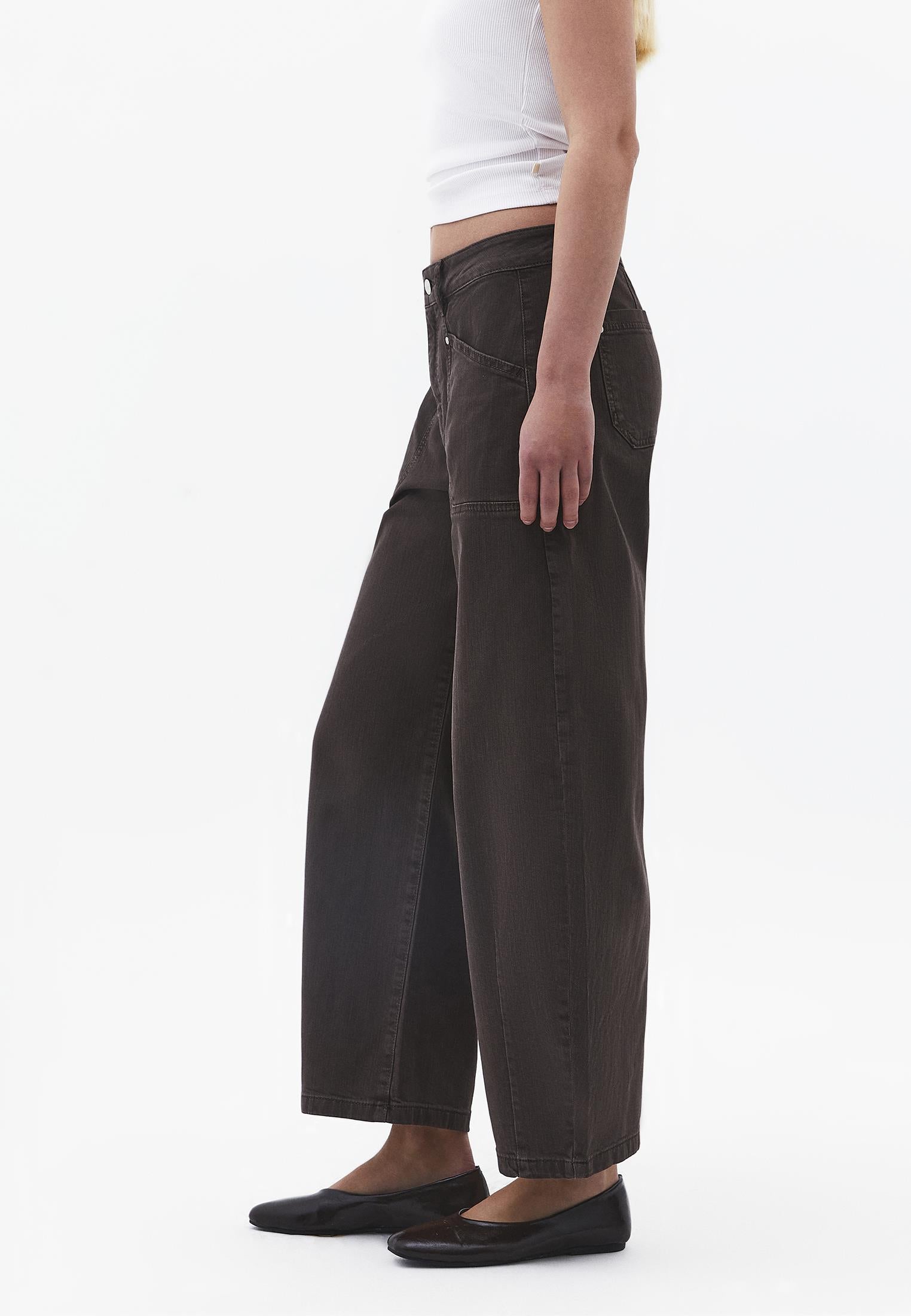 Women's Pants With Pocket Detail Barrel Leg - ANTIK CHOCOLATE BROWN