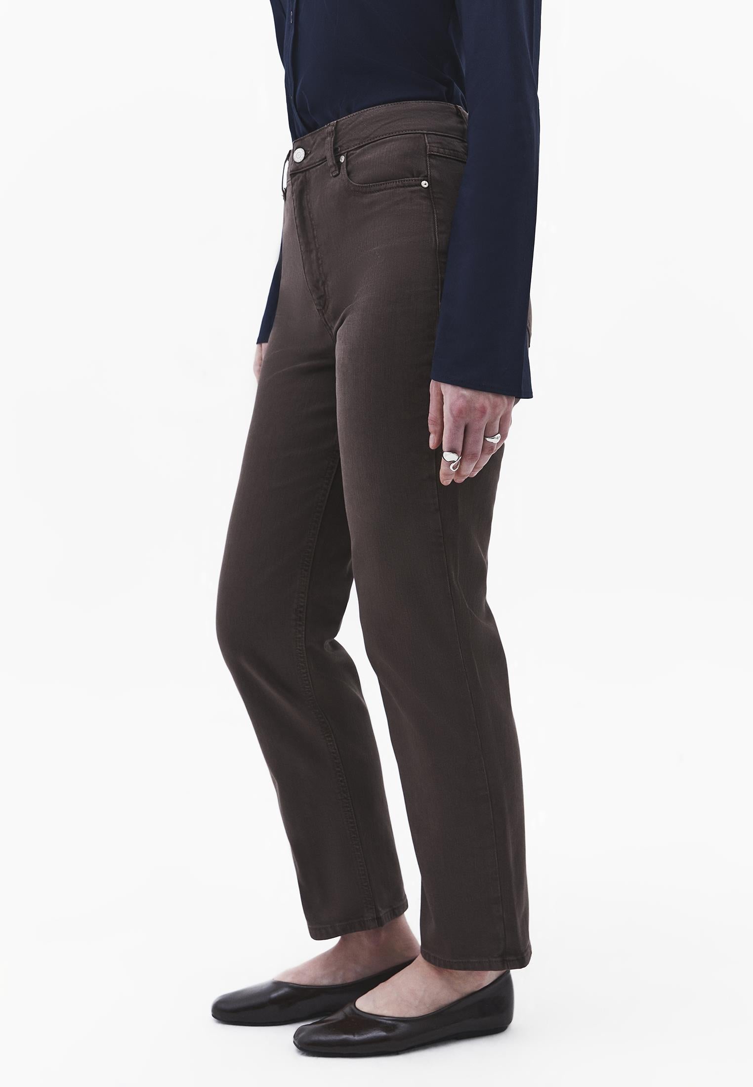 Ultra High Waist Straight Leg Pants - ANTIK CHOCOLATE BROWN