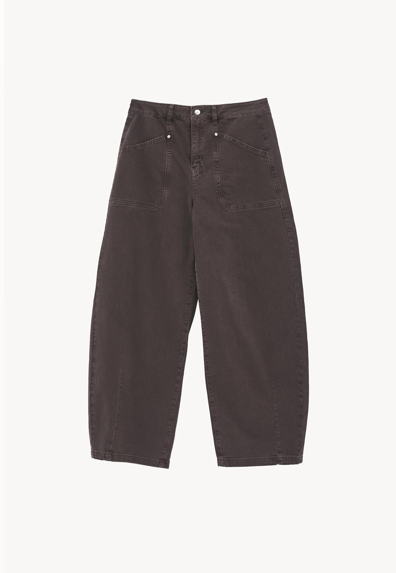 Women's Pants With Pocket Detail Barrel Leg - ANTIK CHOCOLATE BROWN