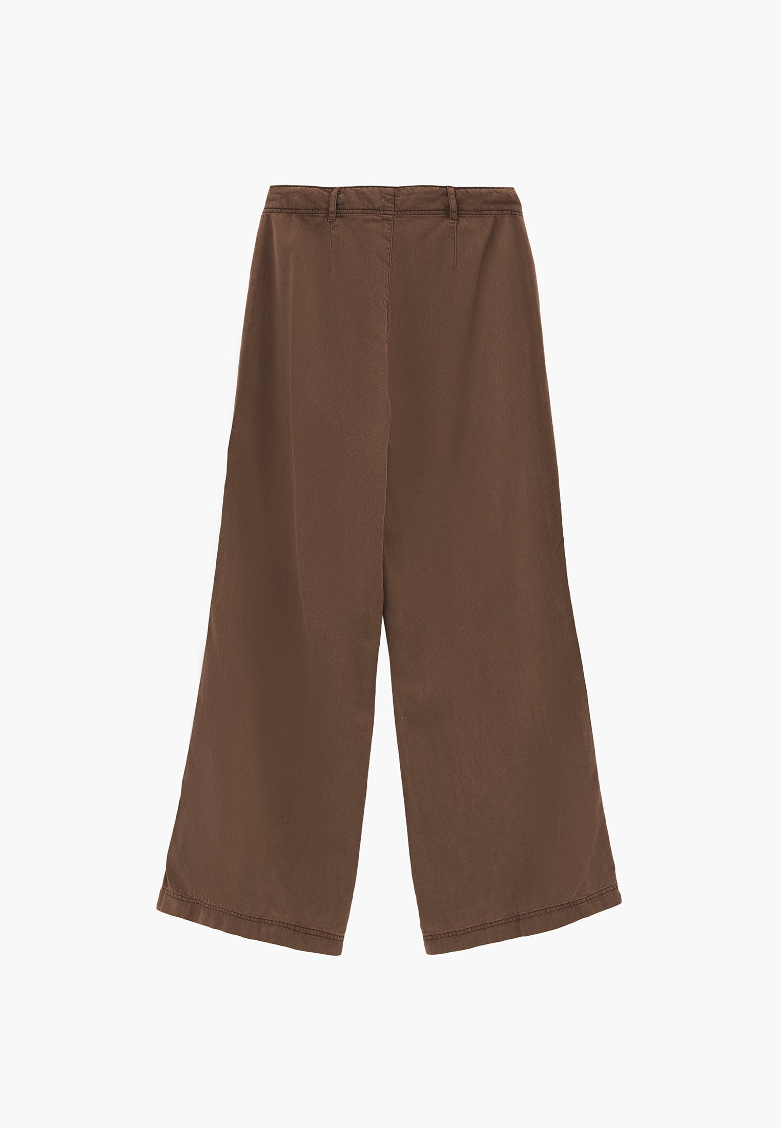 Woven Trousers With Pockets, High Waist And Wide Leg - ANTIK CHOCOLATE CHIP
