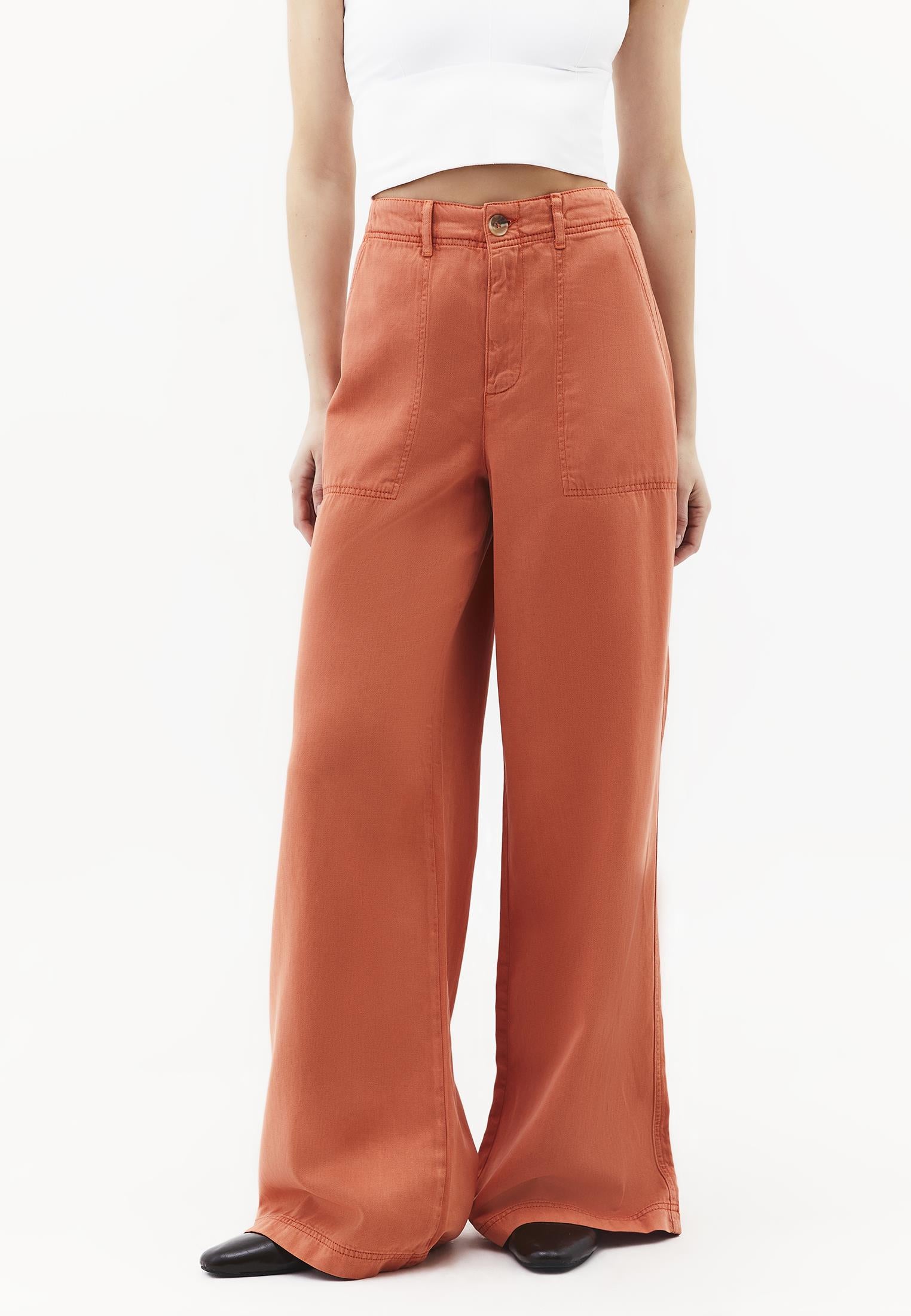High Waist Pocket Detailed Wide Leg Pants - ANTIK CRABAPPLE