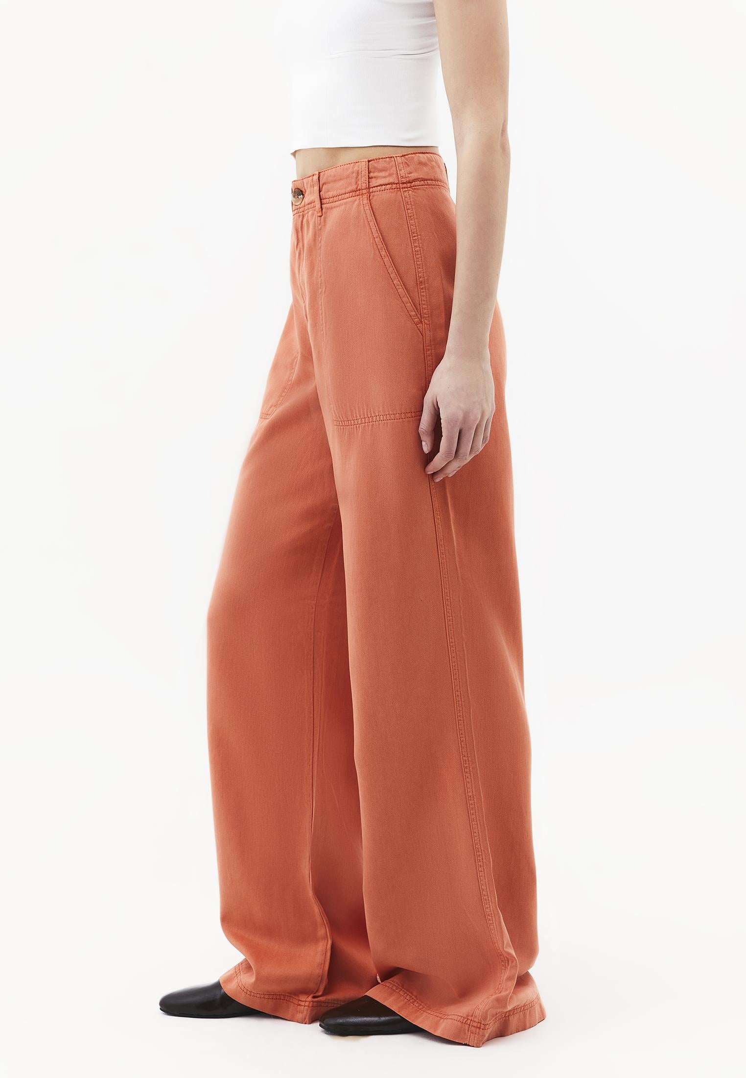 High Waist Pocket Detailed Wide Leg Pants - ANTIK CRABAPPLE