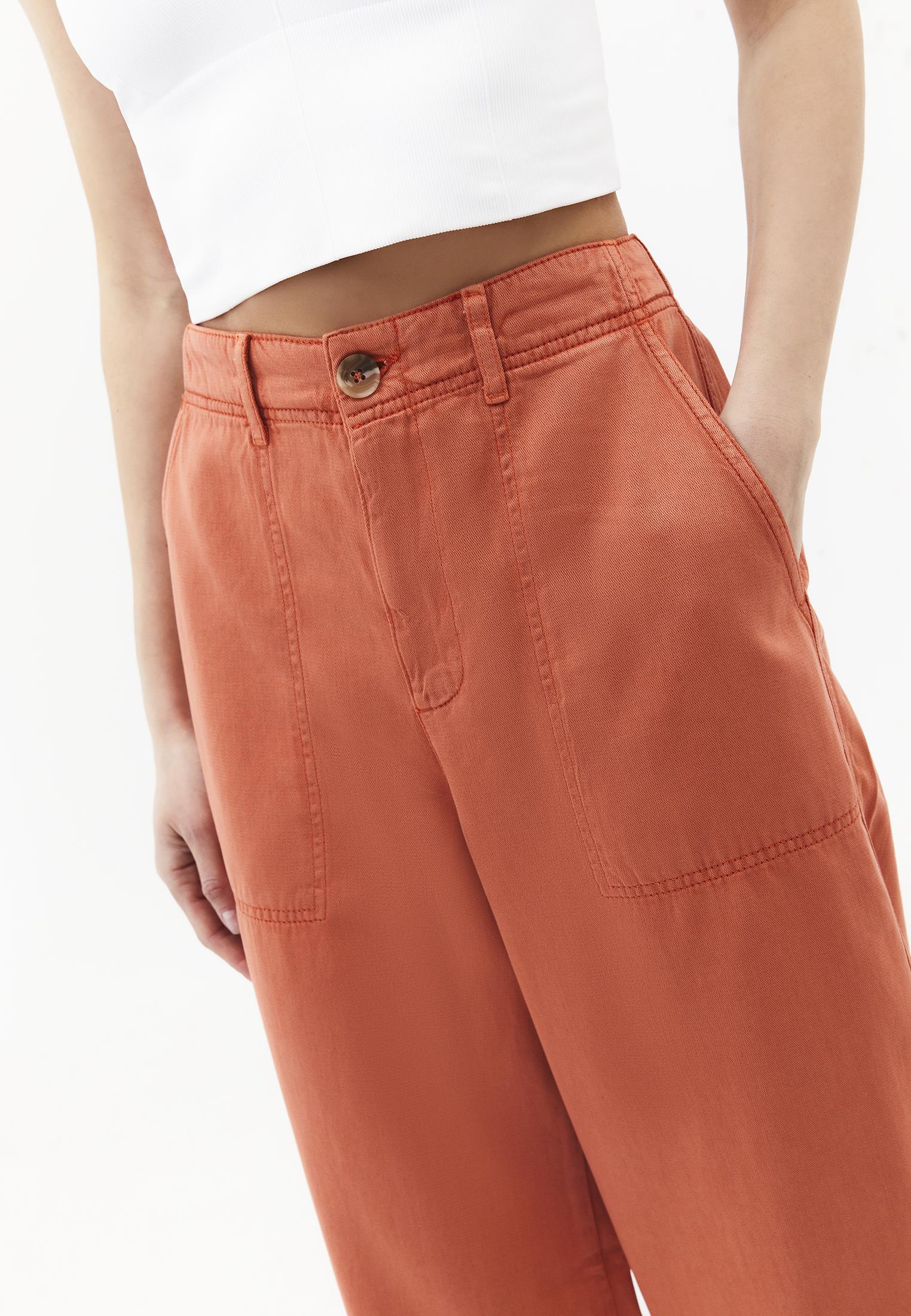 High Waist Pocket Detailed Wide Leg Pants - ANTIK CRABAPPLE