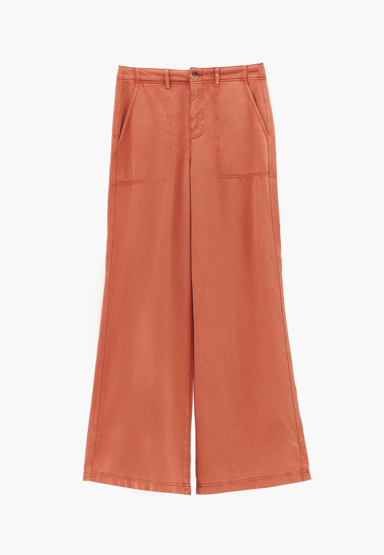 High Waist Pocket Detailed Wide Leg Pants - ANTIK CRABAPPLE