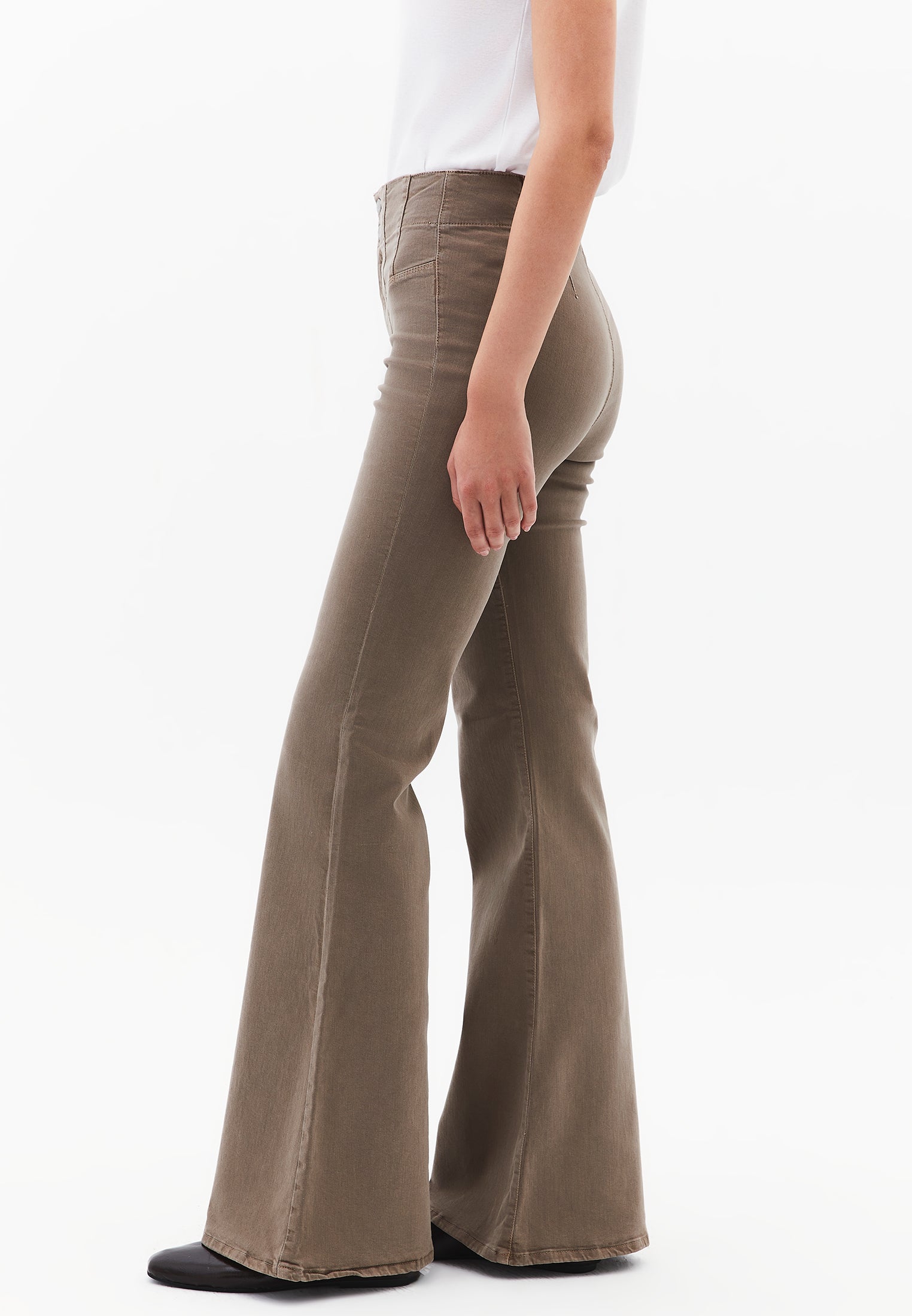 Standard Length Ultra High Waist Flared Pants - ANTIK DESERT TAUPE