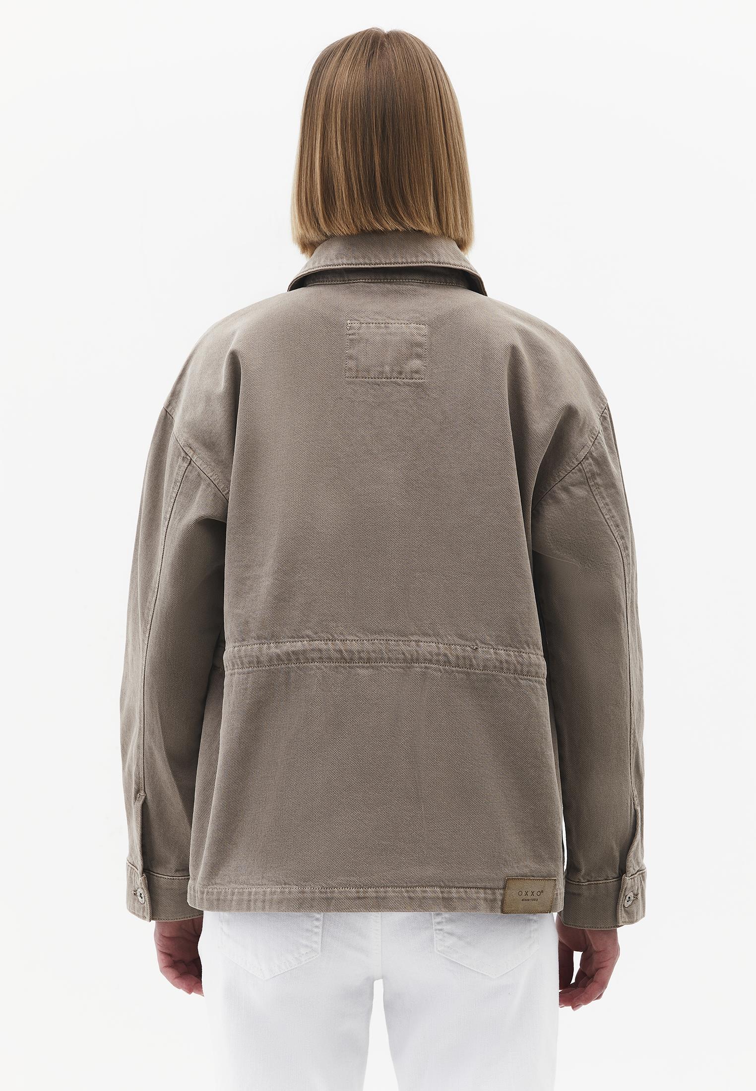 Loose Fit Pocket Detailed Long Sleeve Jacket - ANTIK DESERT TAUPE