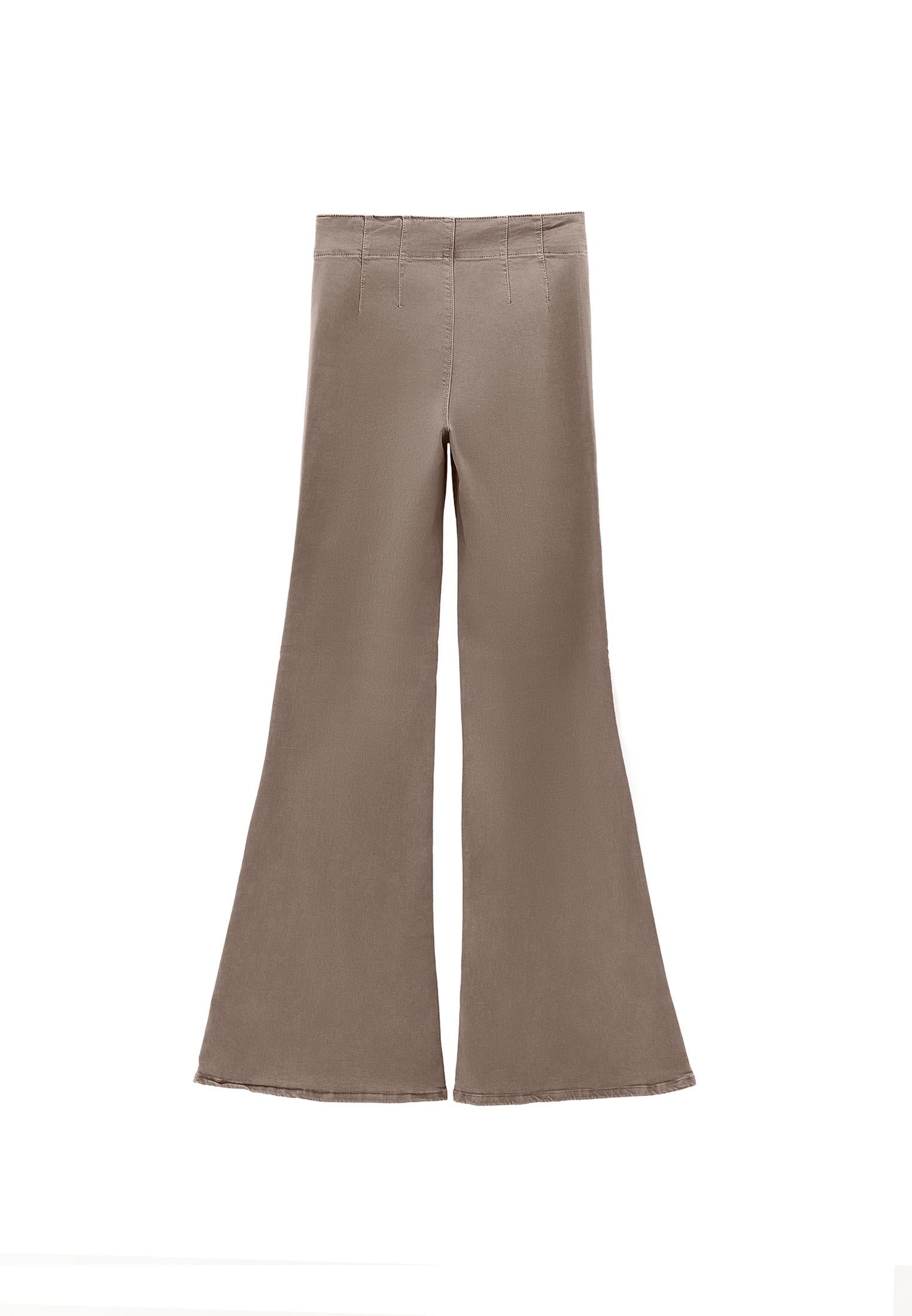 Long Slit Spanish Flared Pants - ANTIK DESERT TAUPE