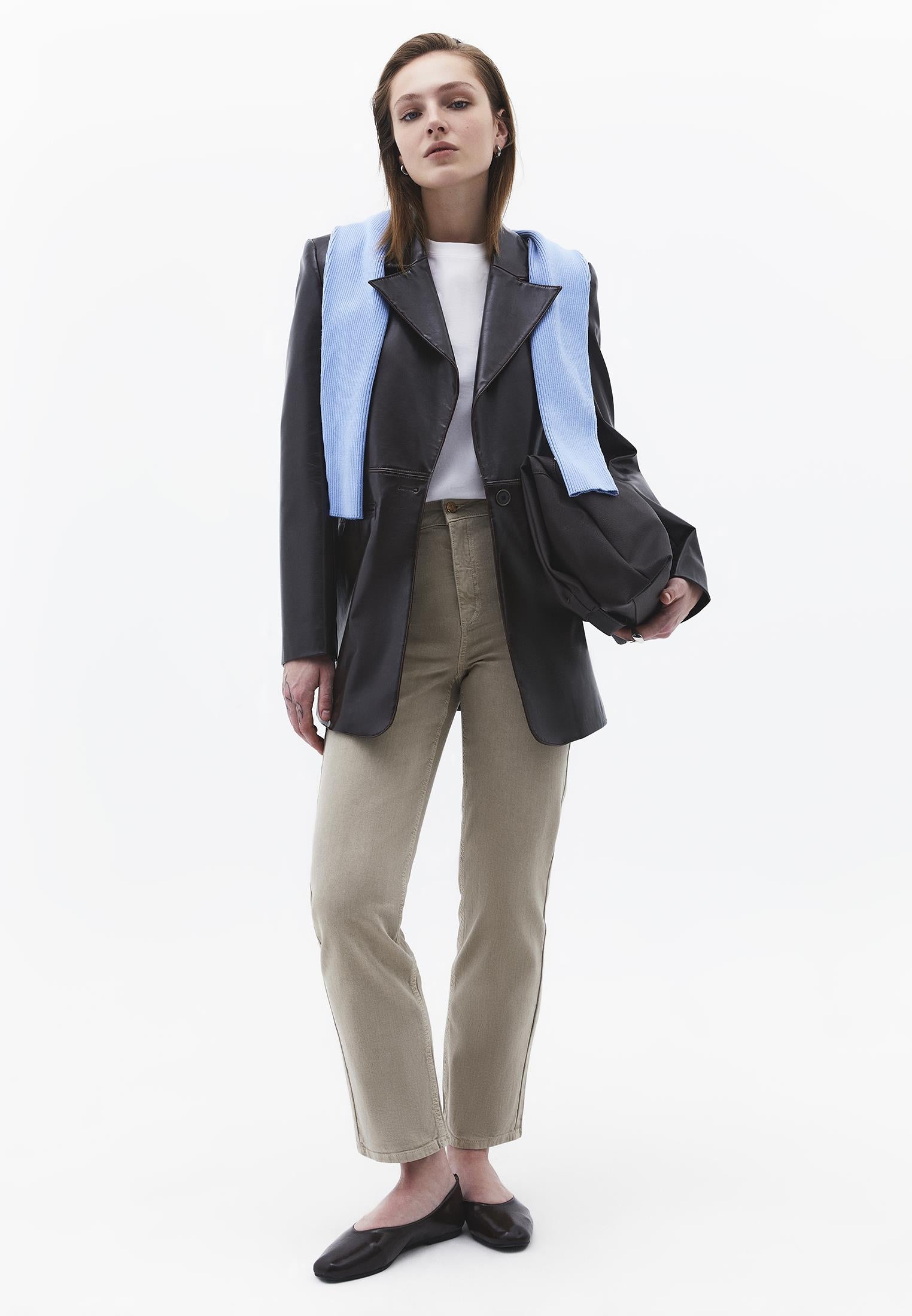 Ultra High Waist Straight Leg Pants - ANTIK FEATHER GRAY