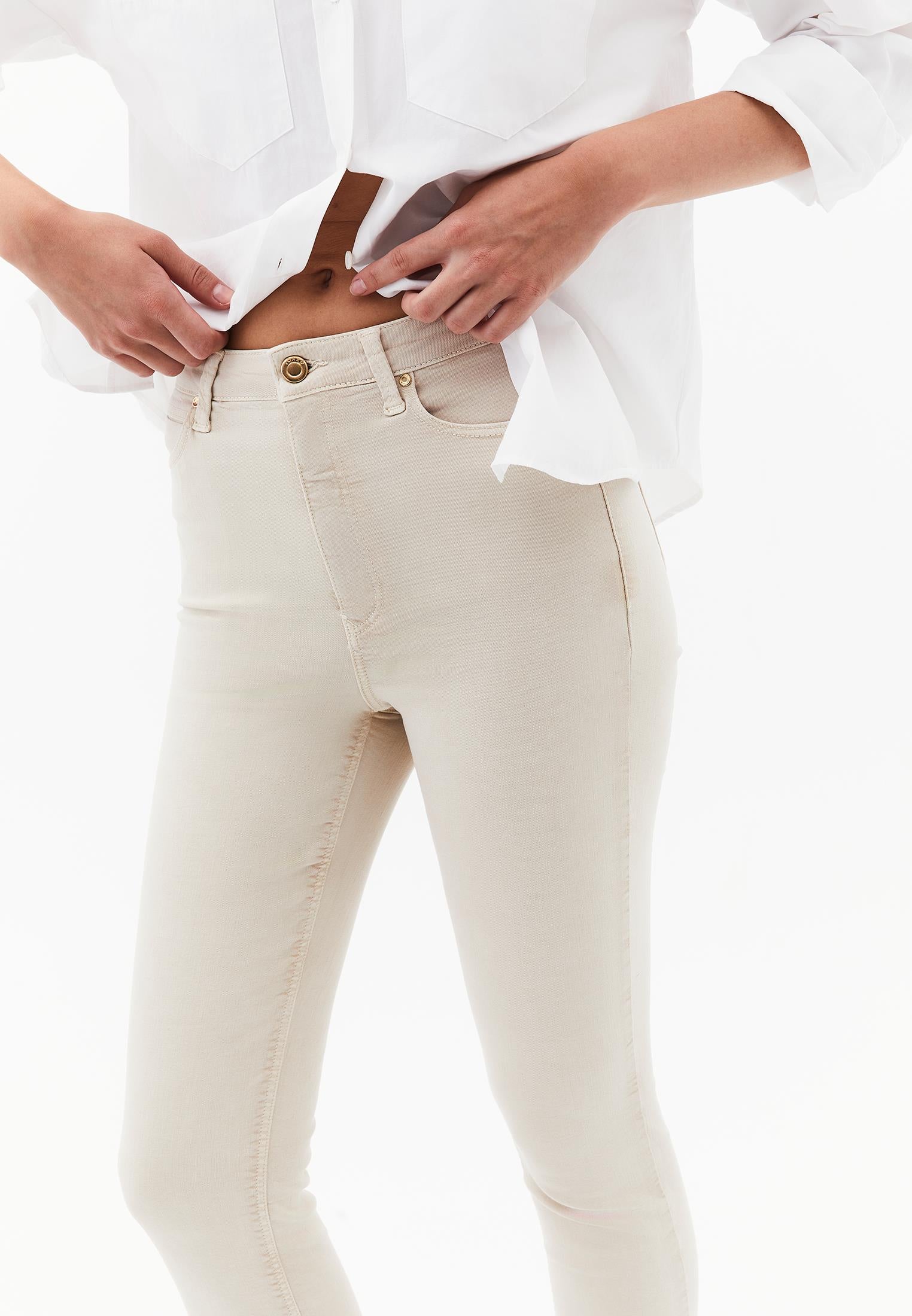 High Waist Cropped Skinny Pants - ANTIK FEATHER GRAY