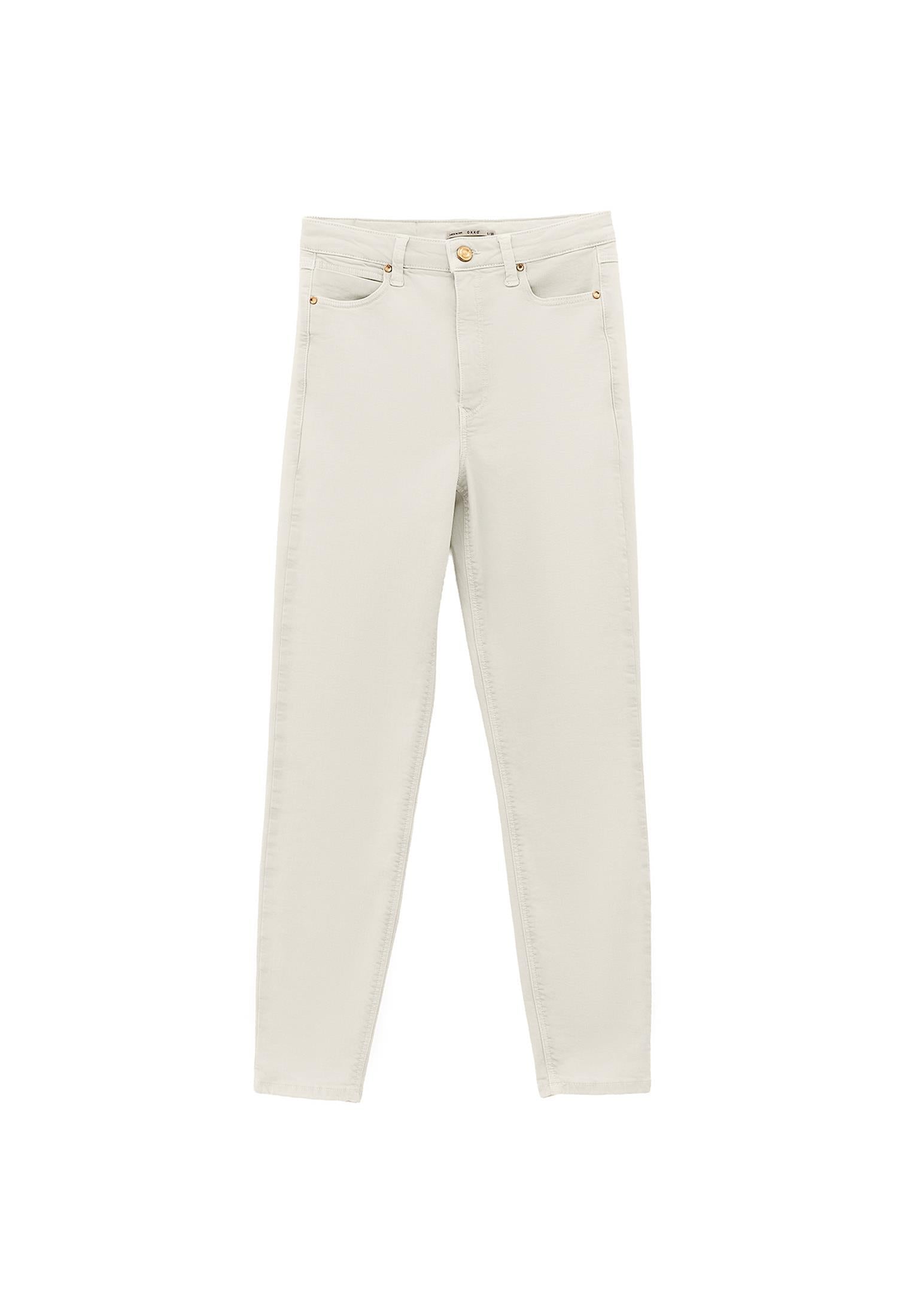 High Waist Cropped Skinny Pants - ANTIK FEATHER GRAY