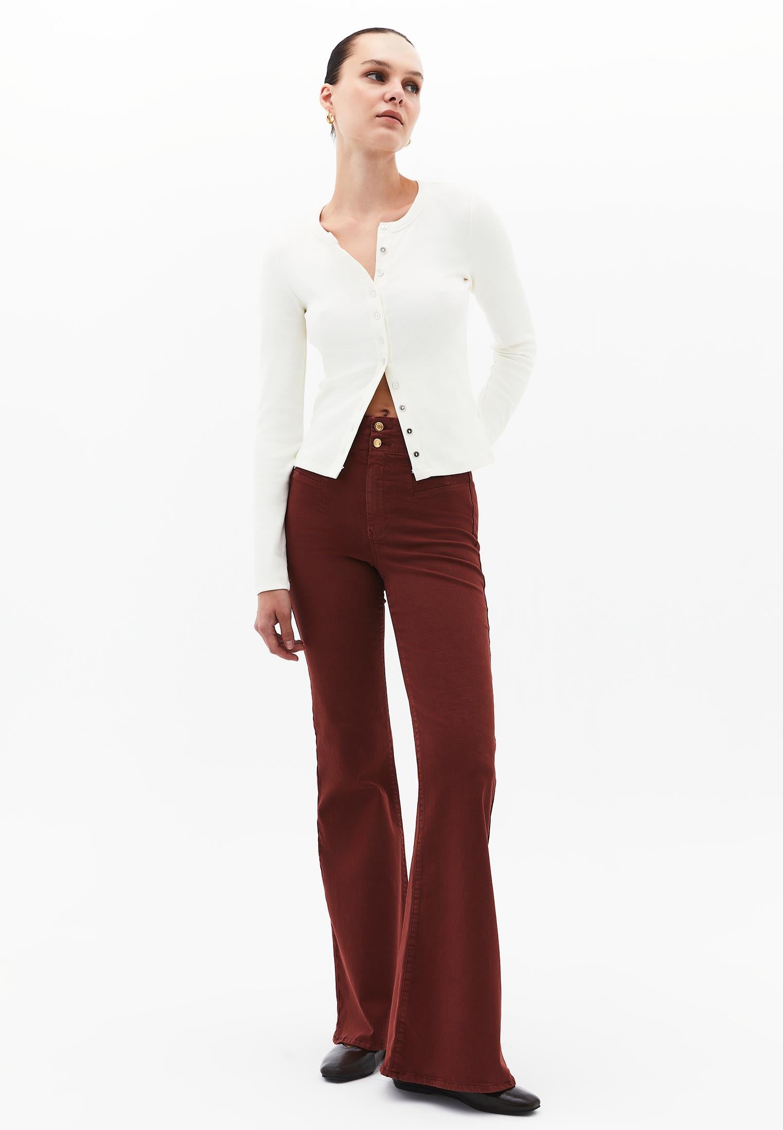 Standard Length Ultra High Waist Flared Pants - ANTIK FIRED BRICK