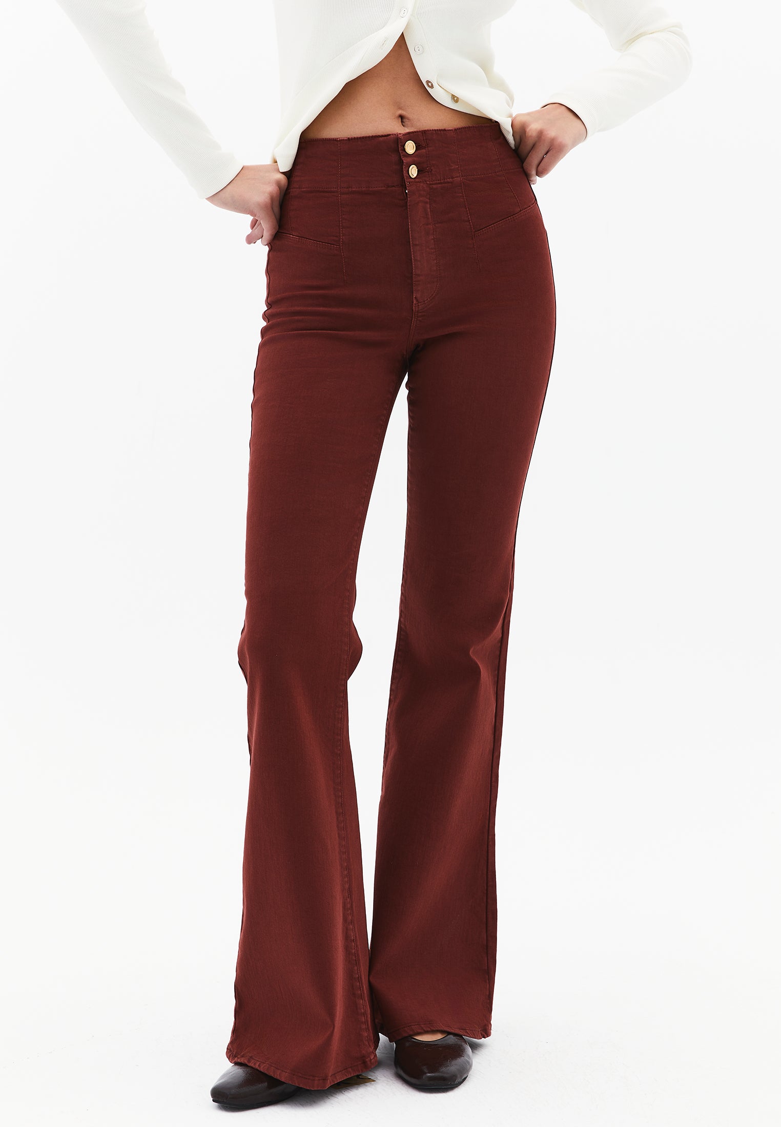Standard Length Ultra High Waist Flared Pants - ANTIK FIRED BRICK
