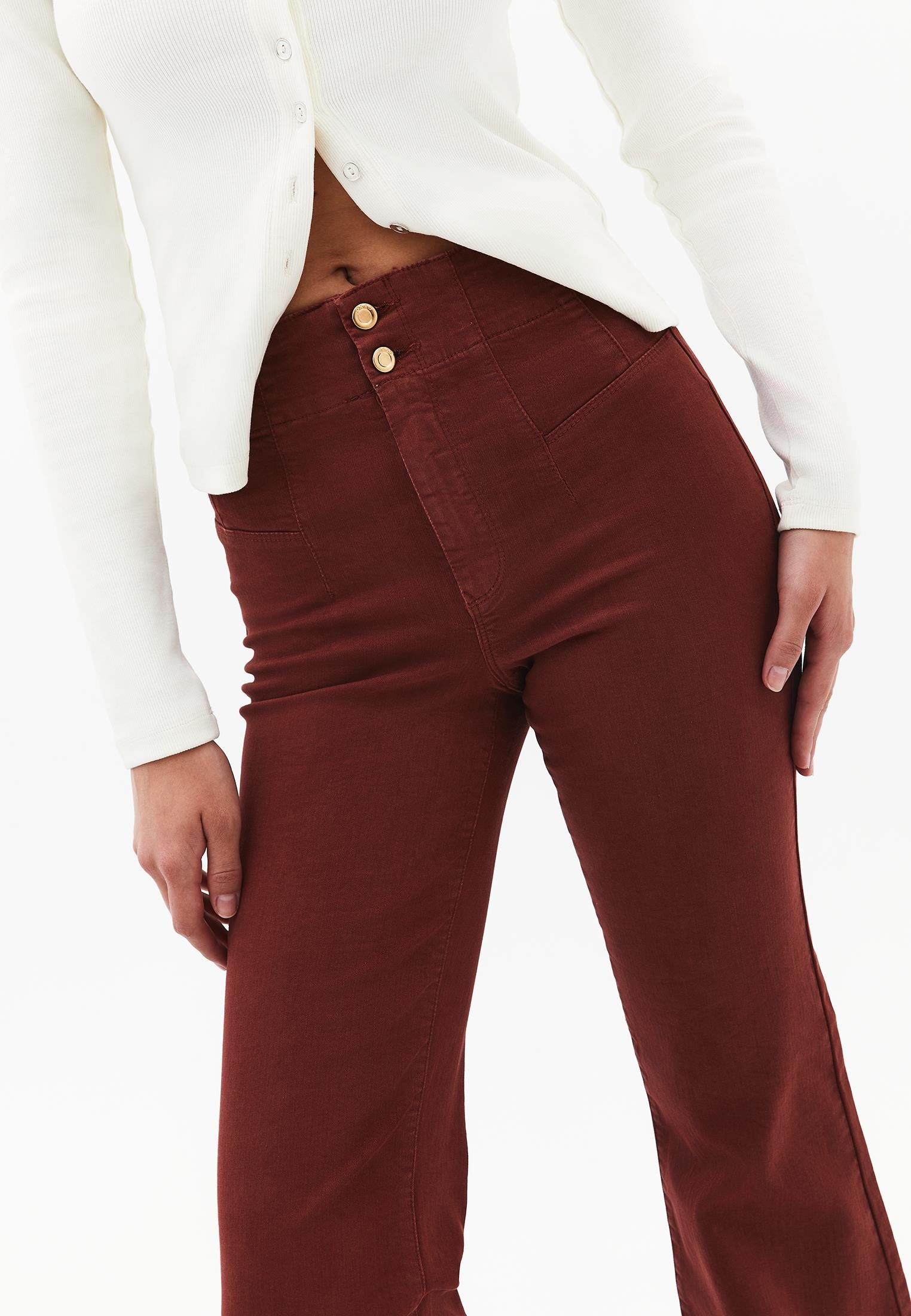 Standard Length Ultra High Waist Flared Pants - ANTIK FIRED BRICK