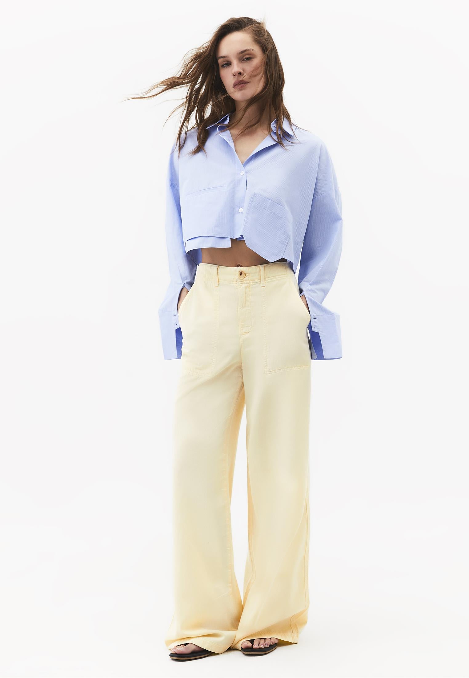 High Waist Pocket Detailed Wide Leg Pants - ANTIK FLAN