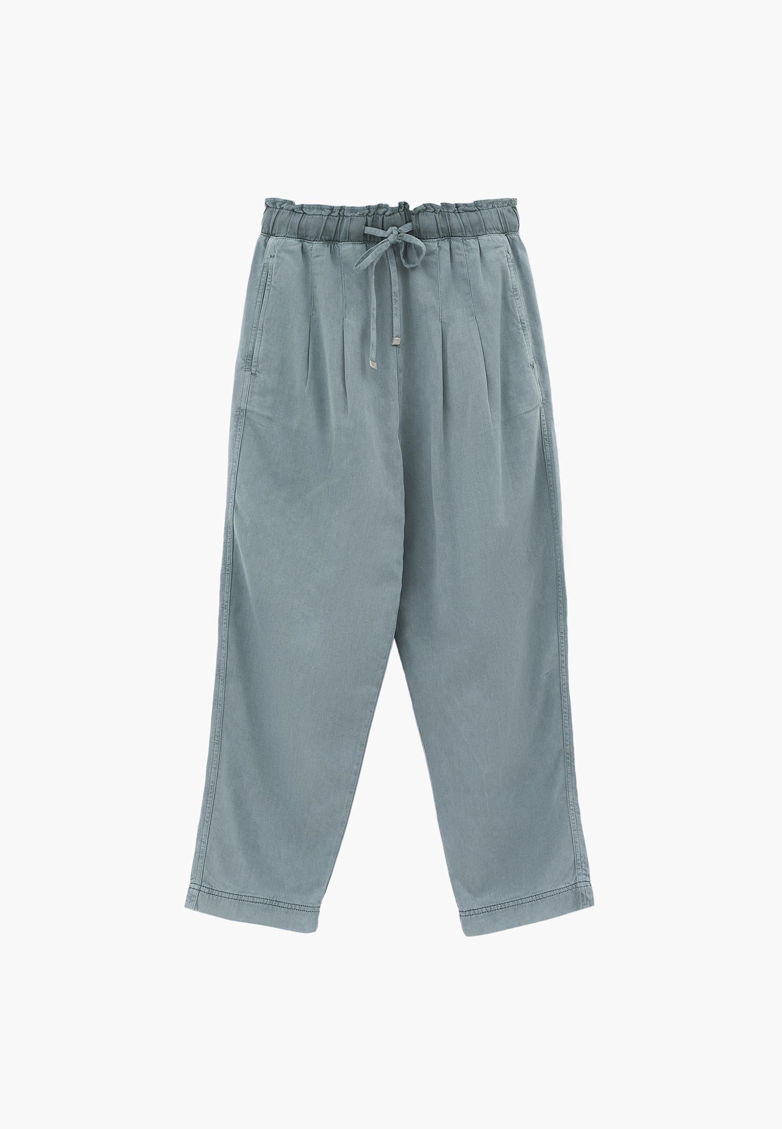 Pleated Tencel Baggy Pants - ANTIK GREEN MILIEU