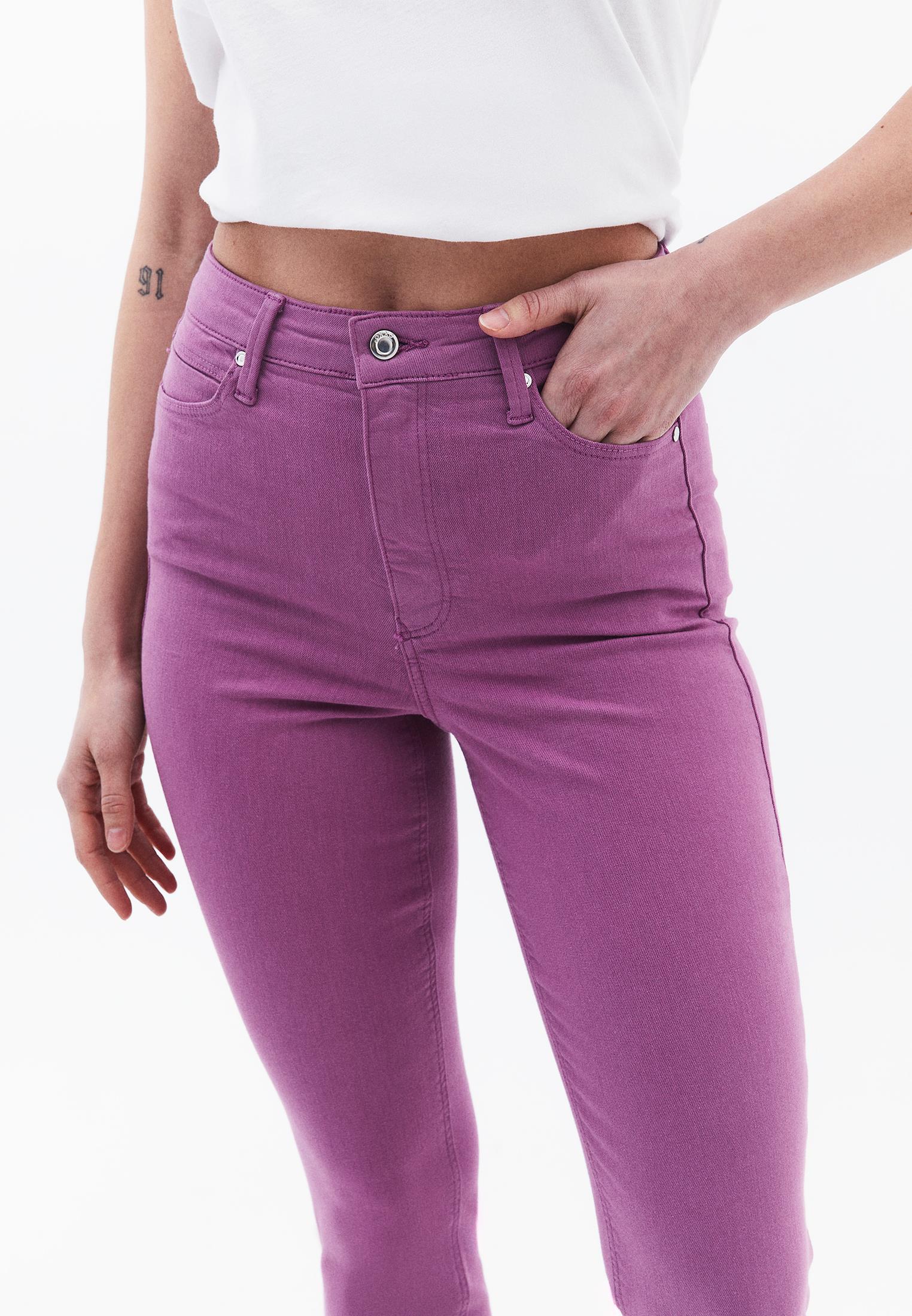 High Waist Cropped Skinny Pants With Pocket Detail - ANTIK IRIS ORCHID