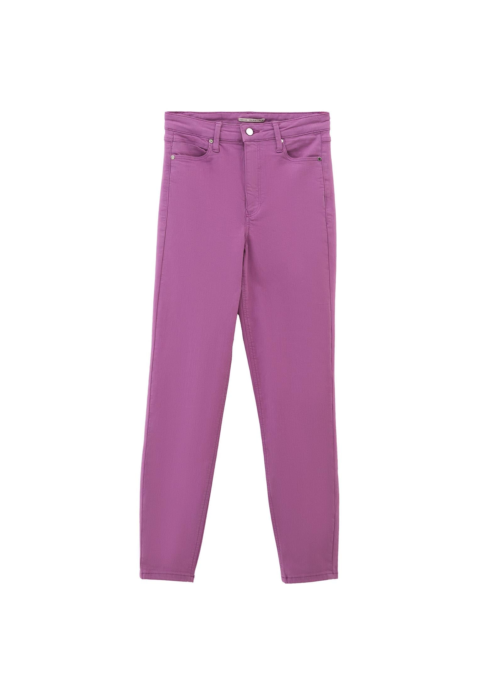 High Waist Cropped Skinny Pants With Pocket Detail - ANTIK IRIS ORCHID
