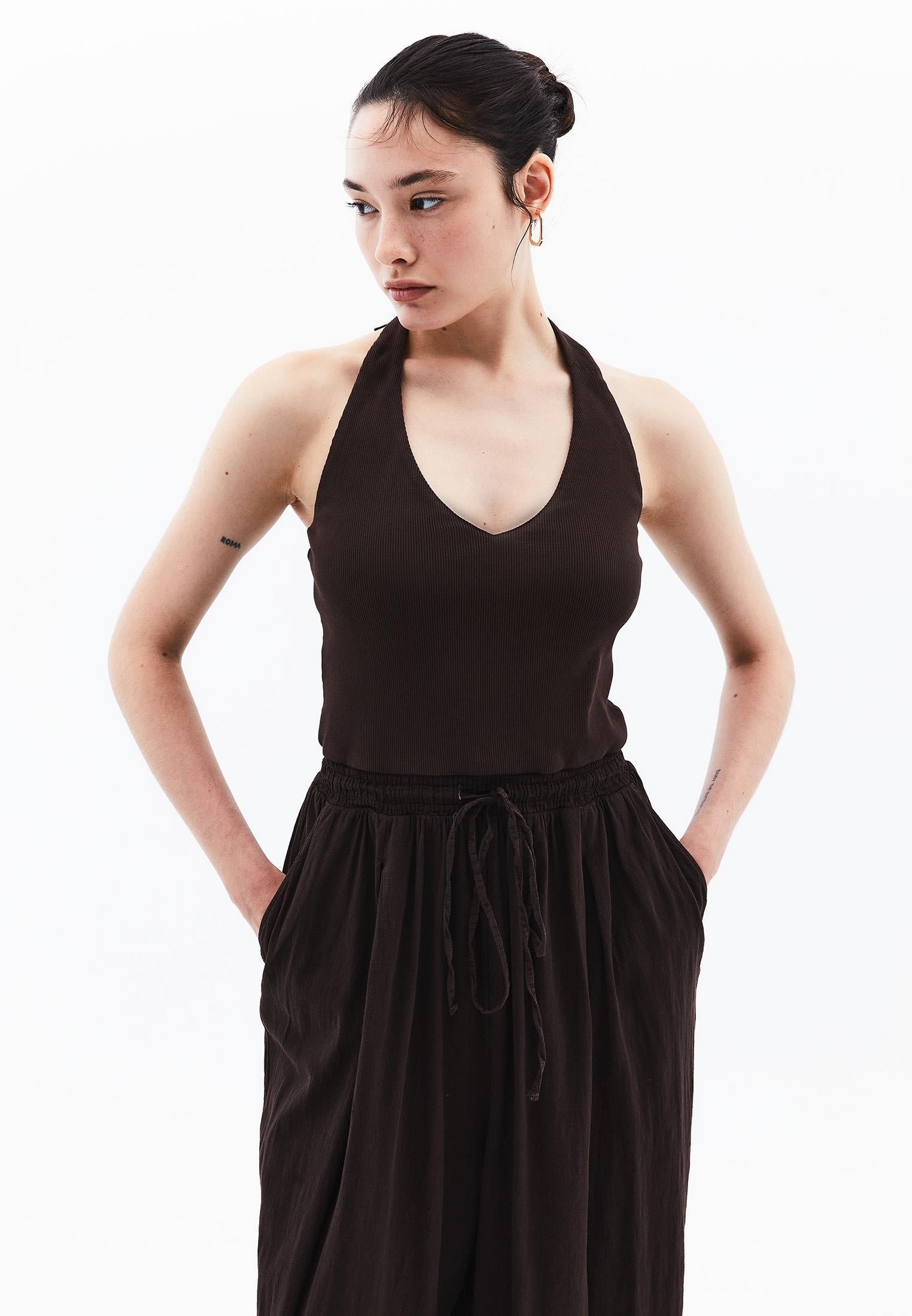 V Neck Elastic Women's Jumpsuit - ANTIK MOLE