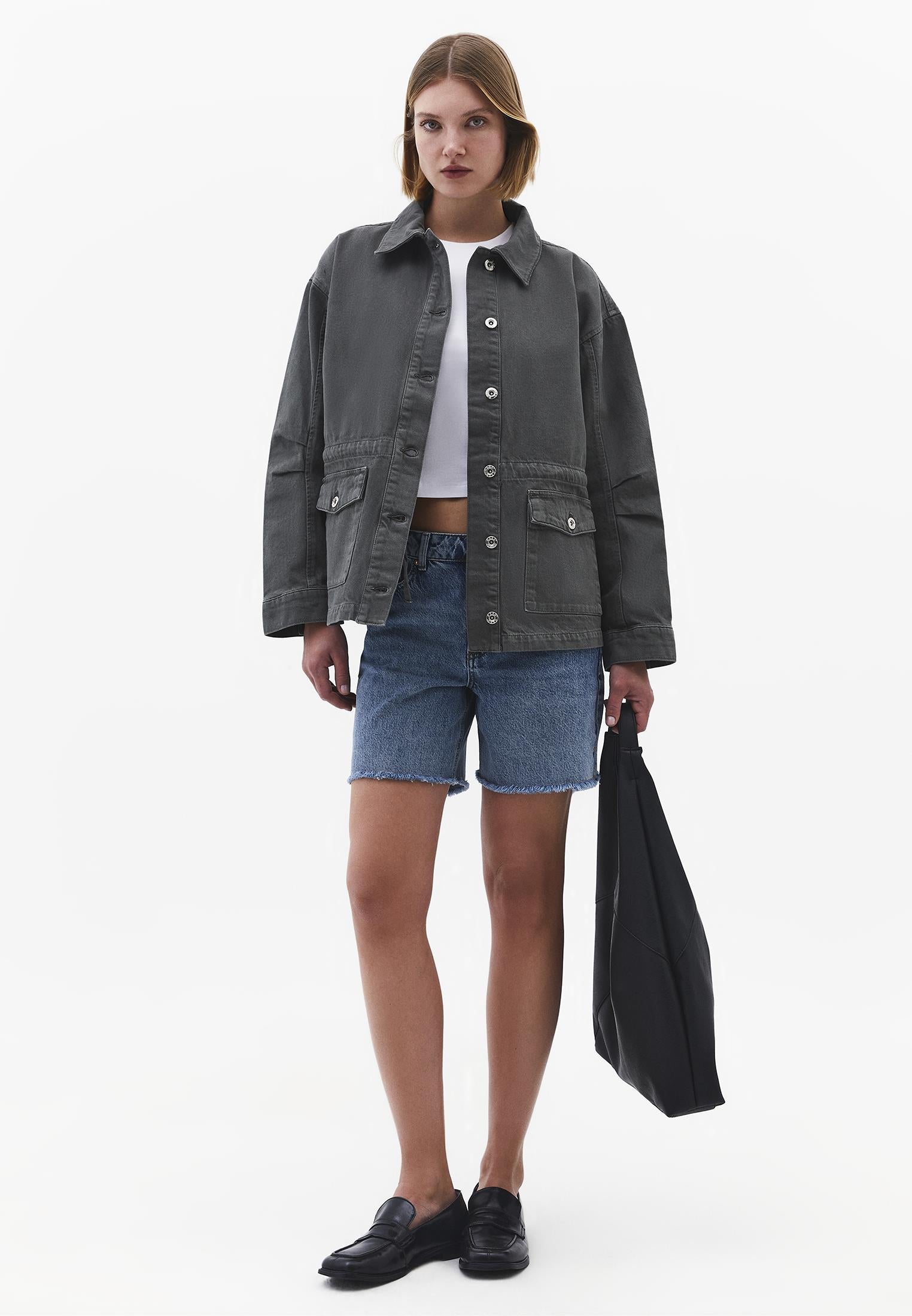 Loose Fit Pocket Detailed Long Sleeve Jacket - ANTIK MULLED BASIL