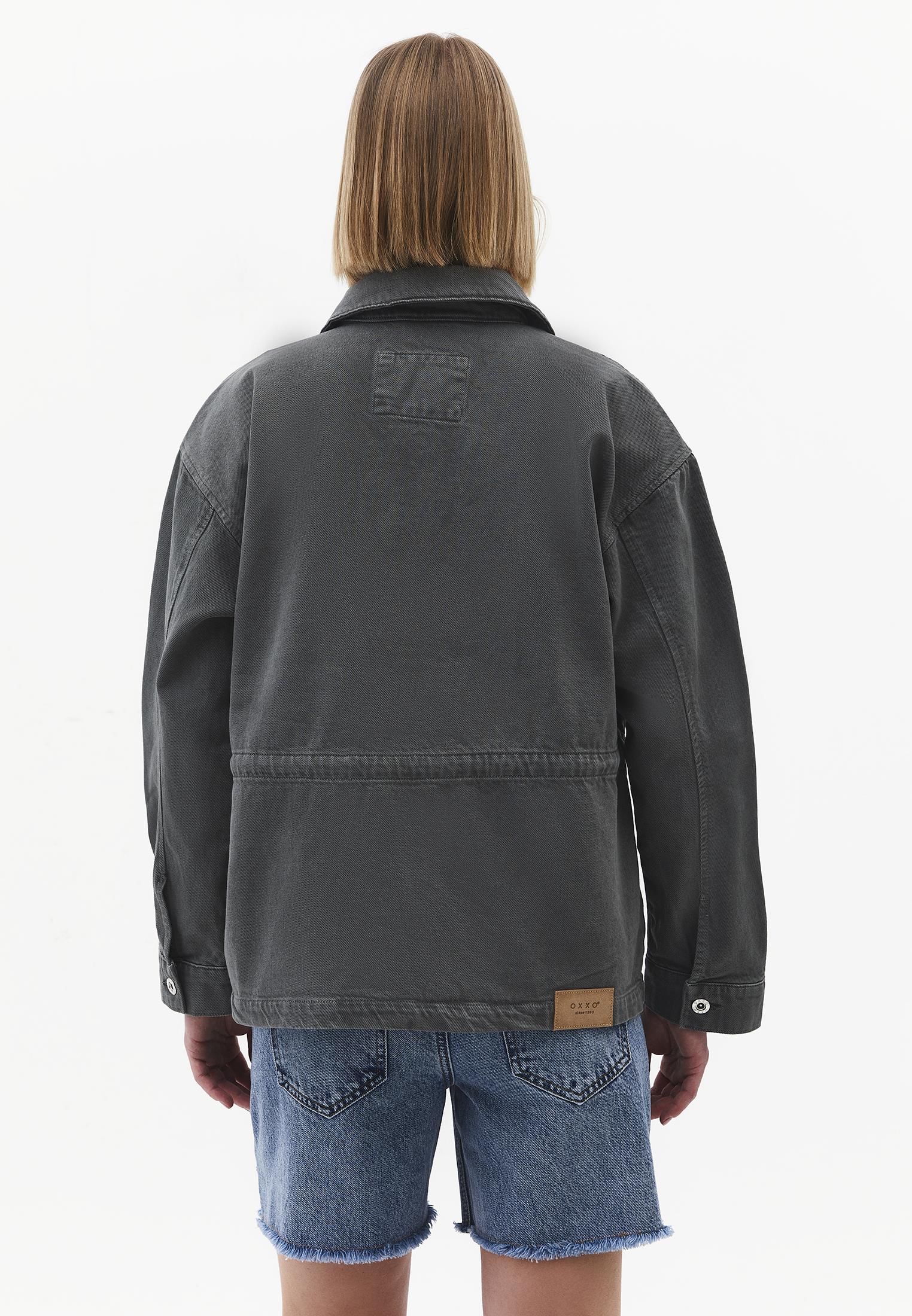 Loose Fit Pocket Detailed Long Sleeve Jacket - ANTIK MULLED BASIL