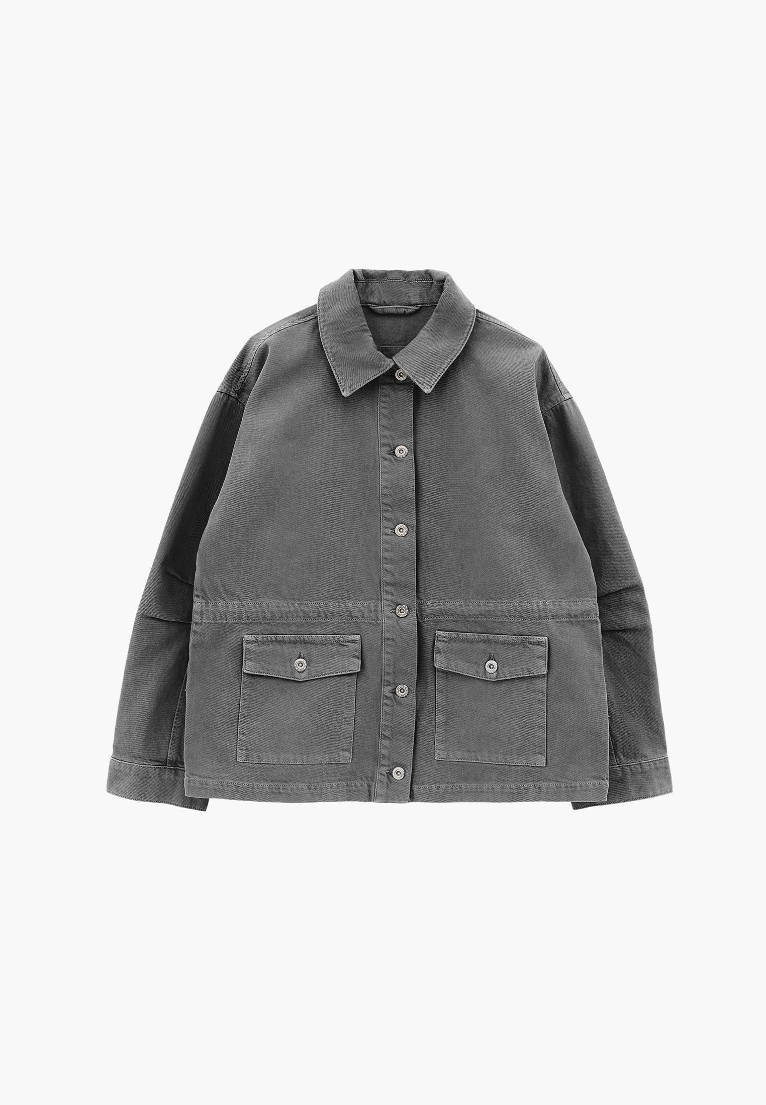 Loose Fit Pocket Detailed Long Sleeve Jacket - ANTIK MULLED BASIL