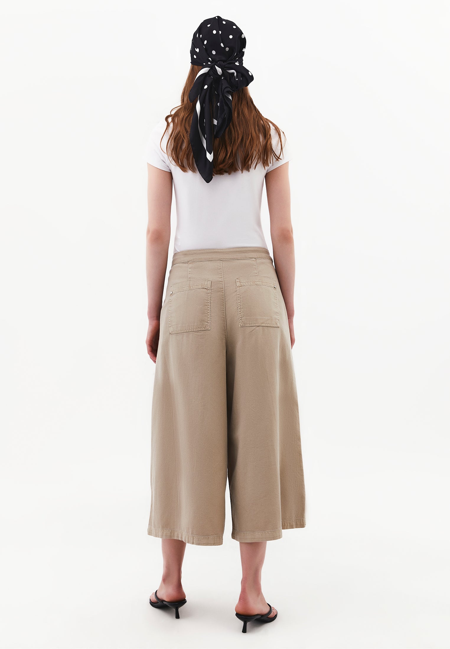 Culotte High Waist Cropped Slit Pants - ANTIK PLAZA TAUPE