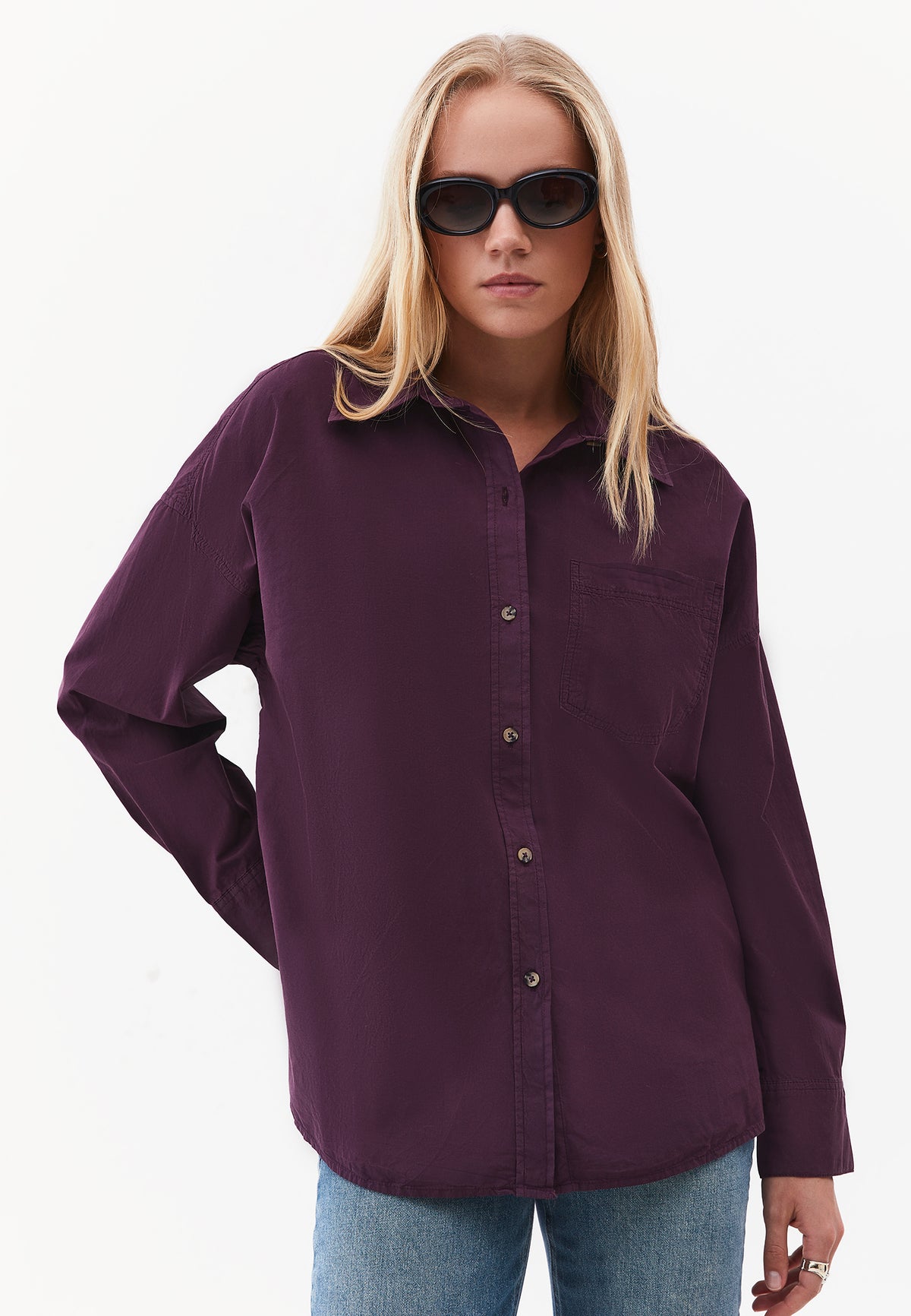 Oversize Long Sleeve Pocket Shirt - ANTIK PLUM PERFECT
