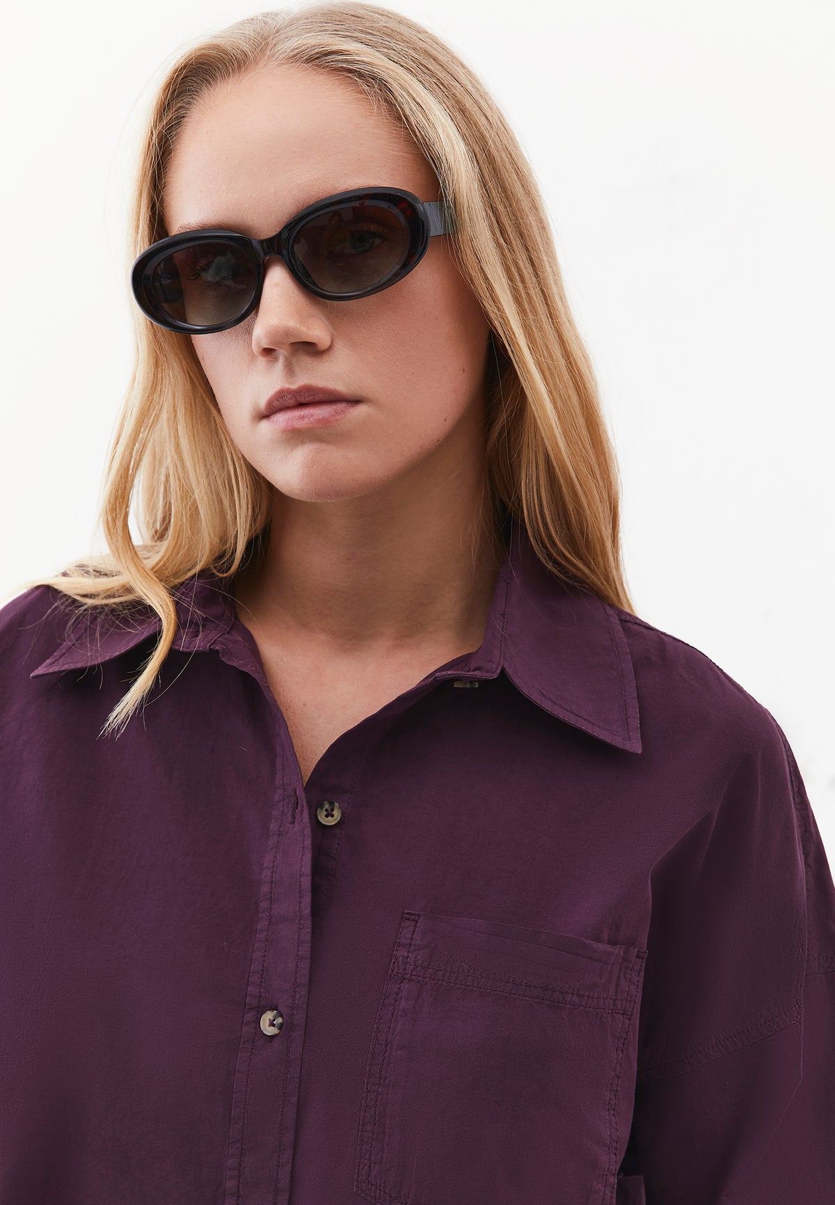 Oversize Long Sleeve Pocket Shirt - ANTIK PLUM PERFECT