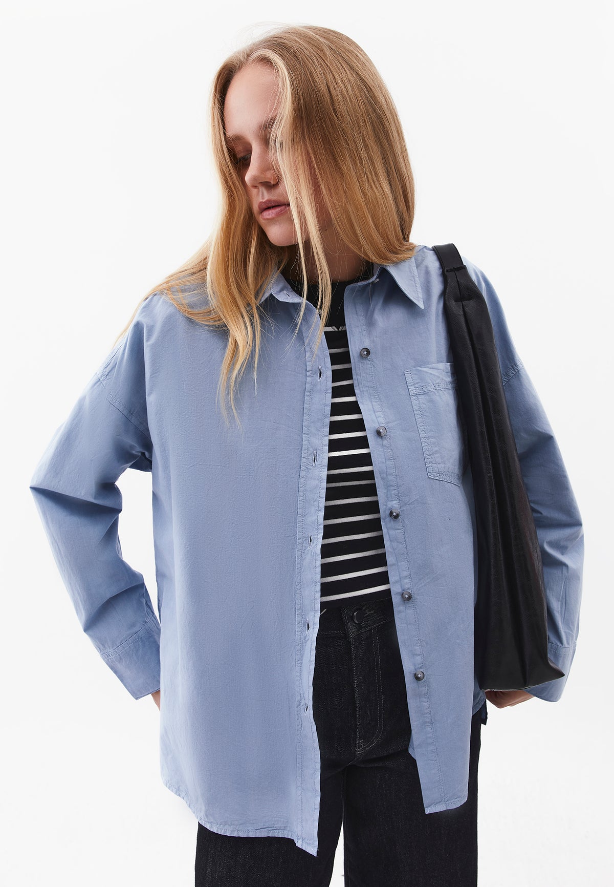 Oversized Long Sleeve Shirt with Pocket Detail - ANTIK RAIN WASHED