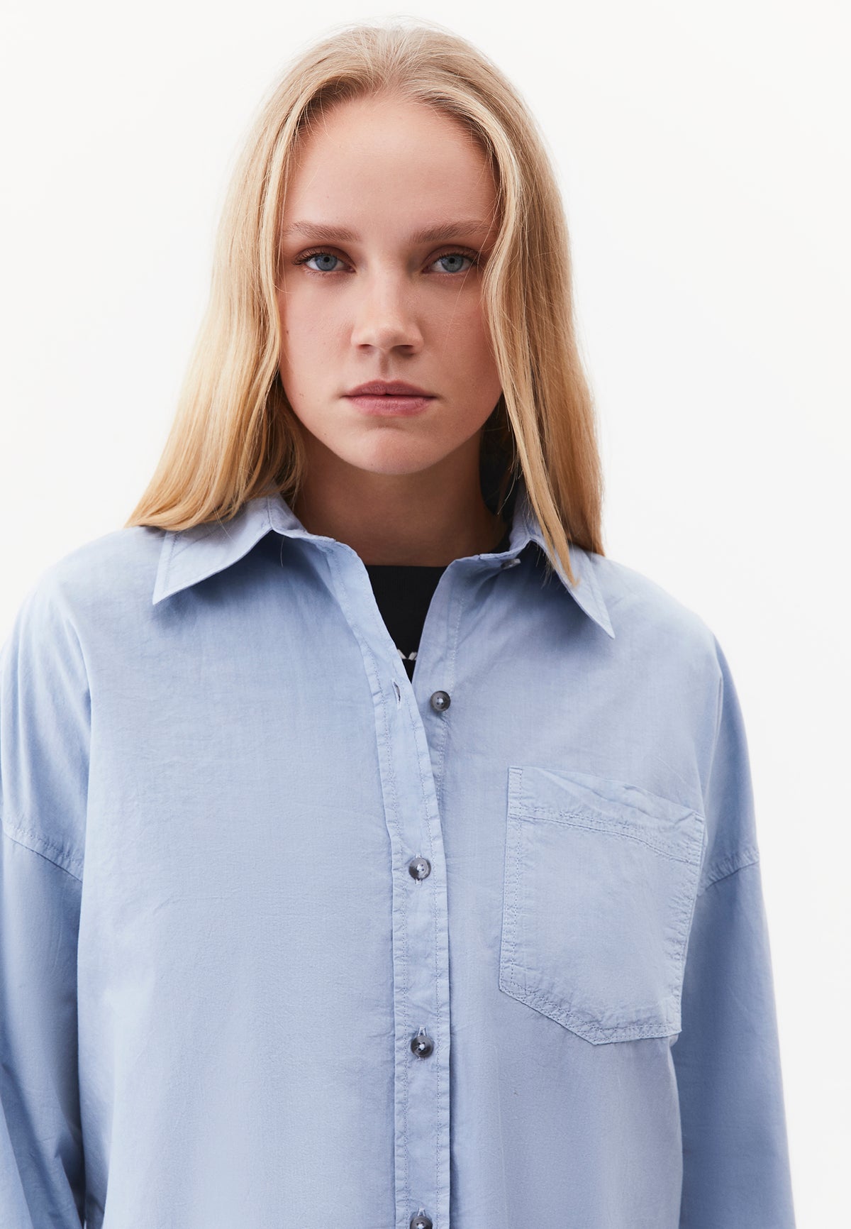Oversized Long Sleeve Shirt with Pocket Detail - ANTIK RAIN WASHED