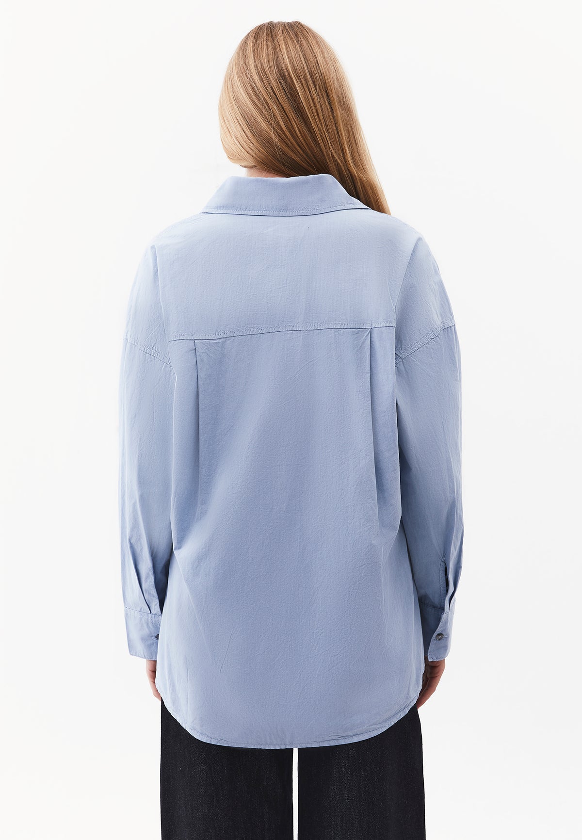 Oversized Long Sleeve Shirt with Pocket Detail - ANTIK RAIN WASHED