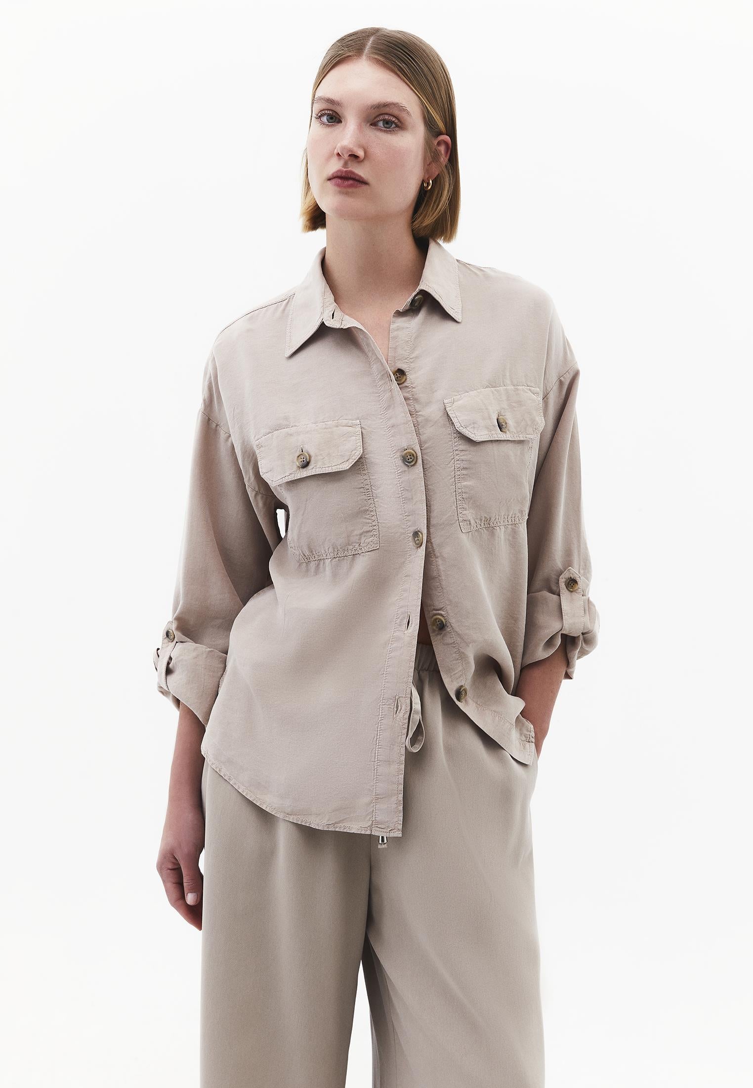 Oversize Pocketed Shirt - ANTIK SIMPLY TAUPE