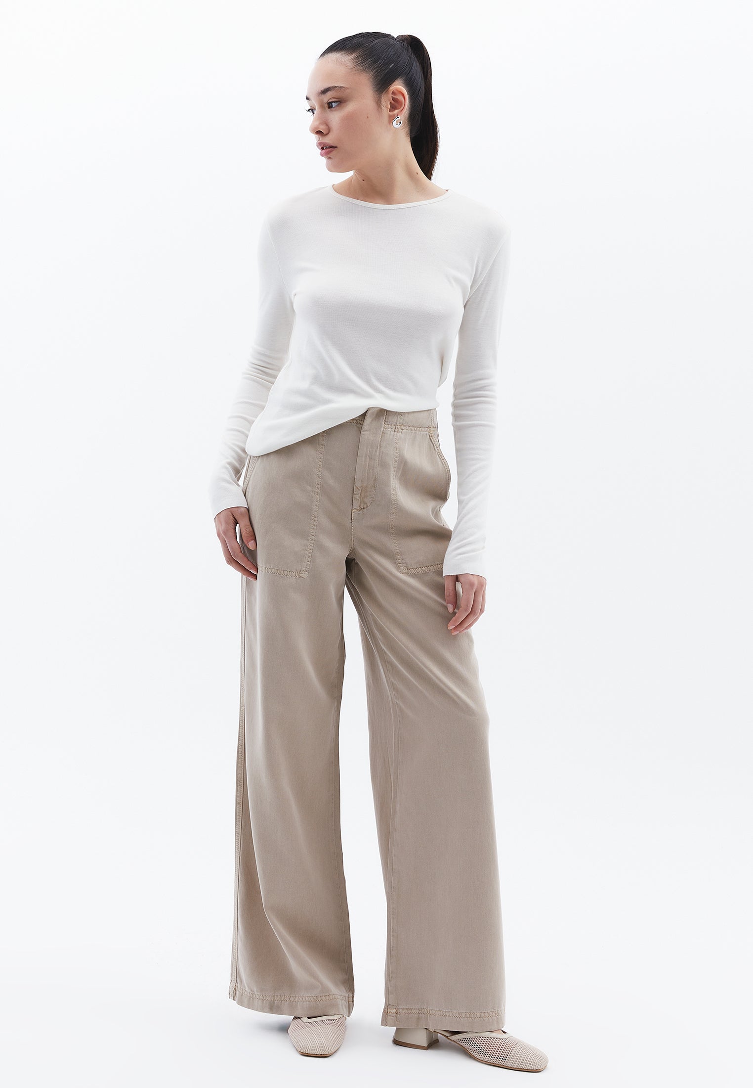 Wide Leg Trousers - ANTIK SIMPLY TAUPE